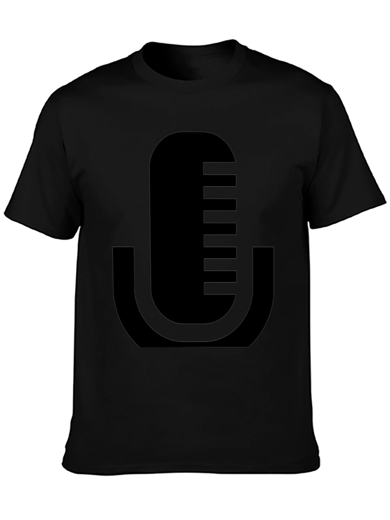 Modern Microphone Graphic T-Shirt - Black
