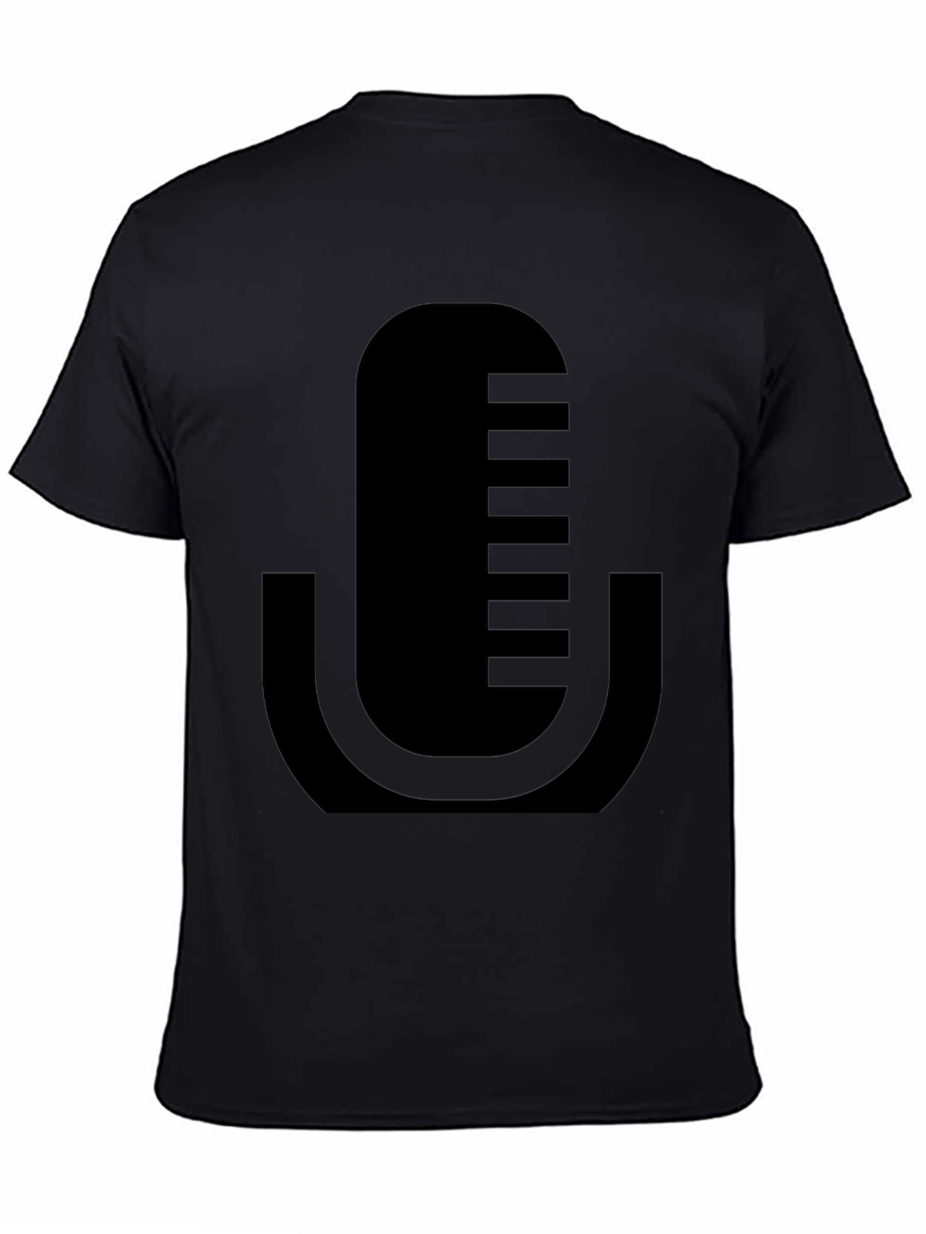 Modern Microphone Graphic T-Shirt - Black