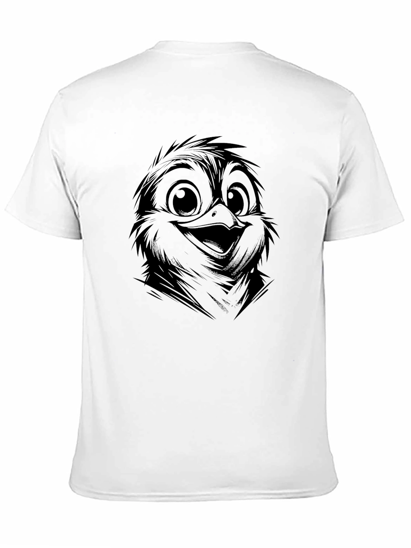 Cute Bird Graphic Tee - Black Cotton Casual T-Shirt
