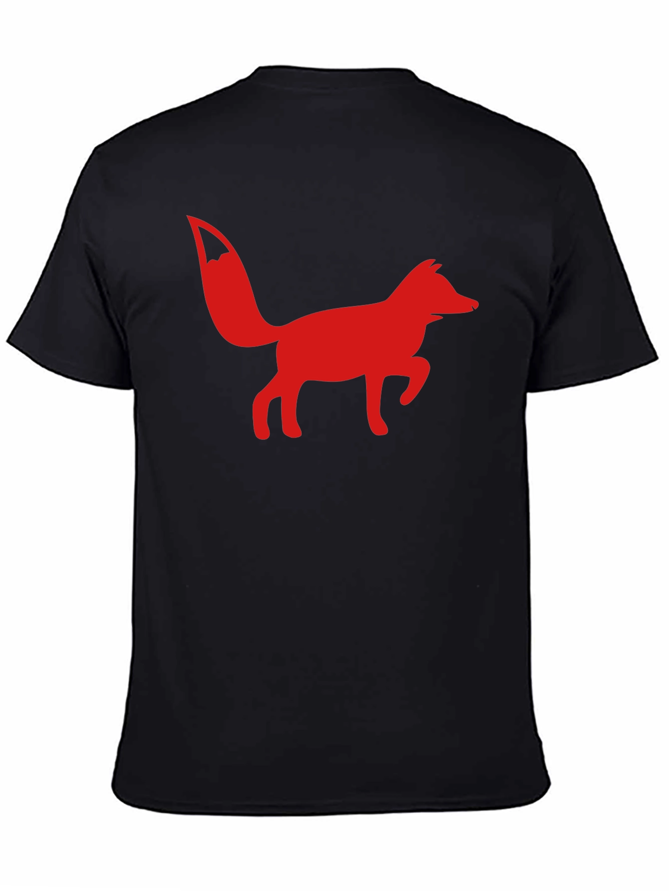 Red Fox Graphic Print Black T-Shirt