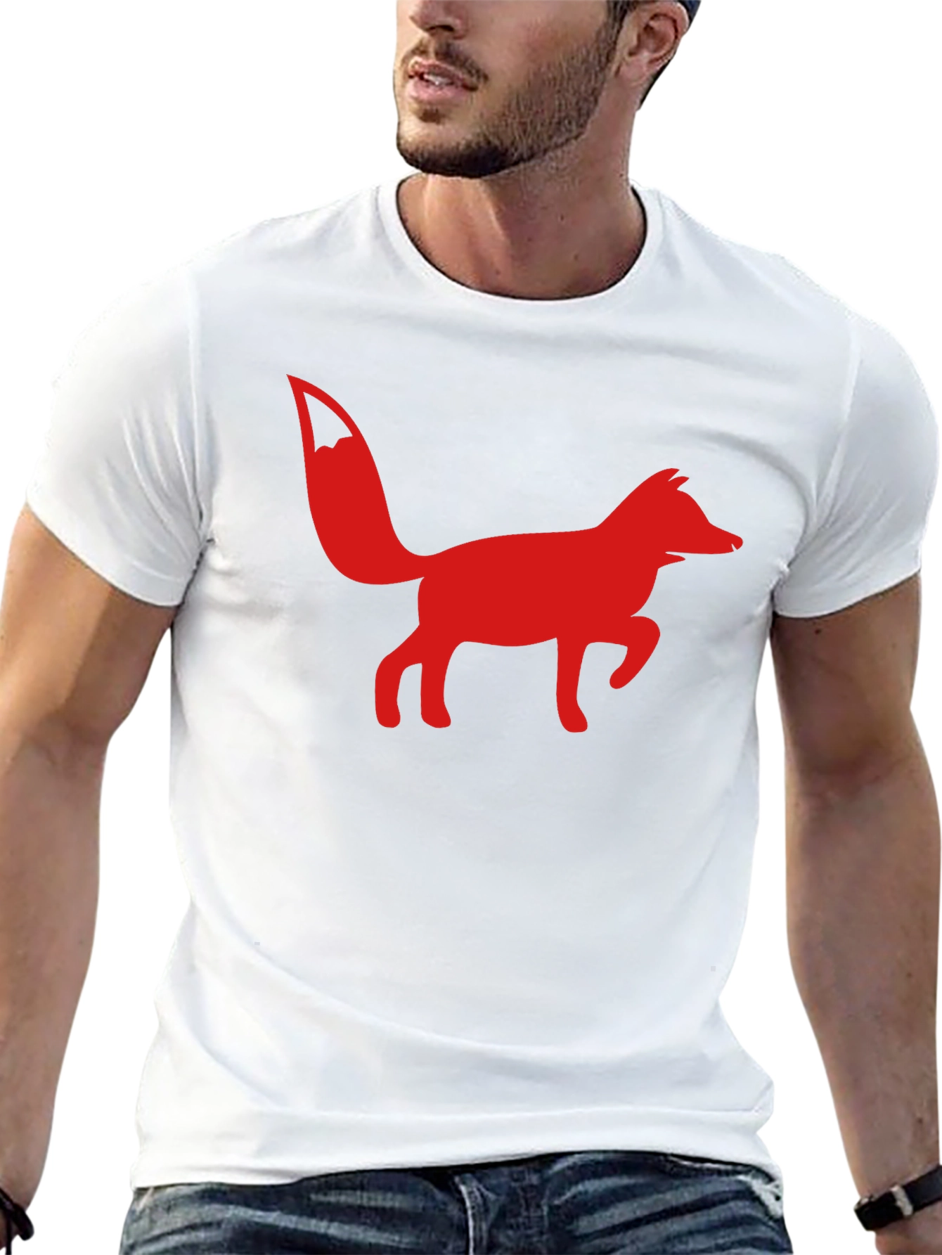 Red Fox Graphic Print Black T-Shirt