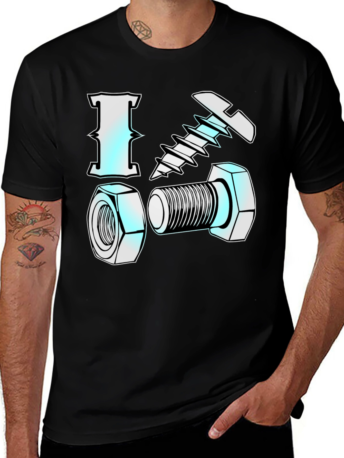 I Love Nuts & Bolts Funny Graphic T-Shirt
