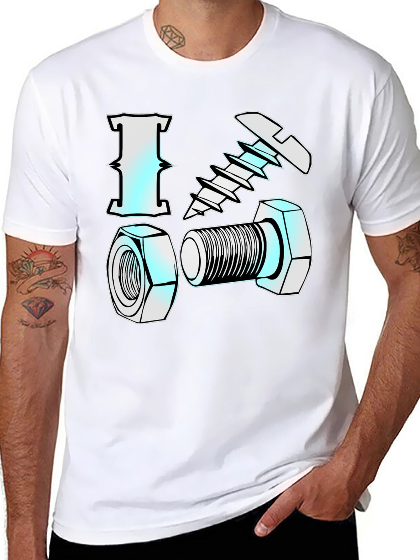 I Love Nuts & Bolts Funny Graphic T-Shirt