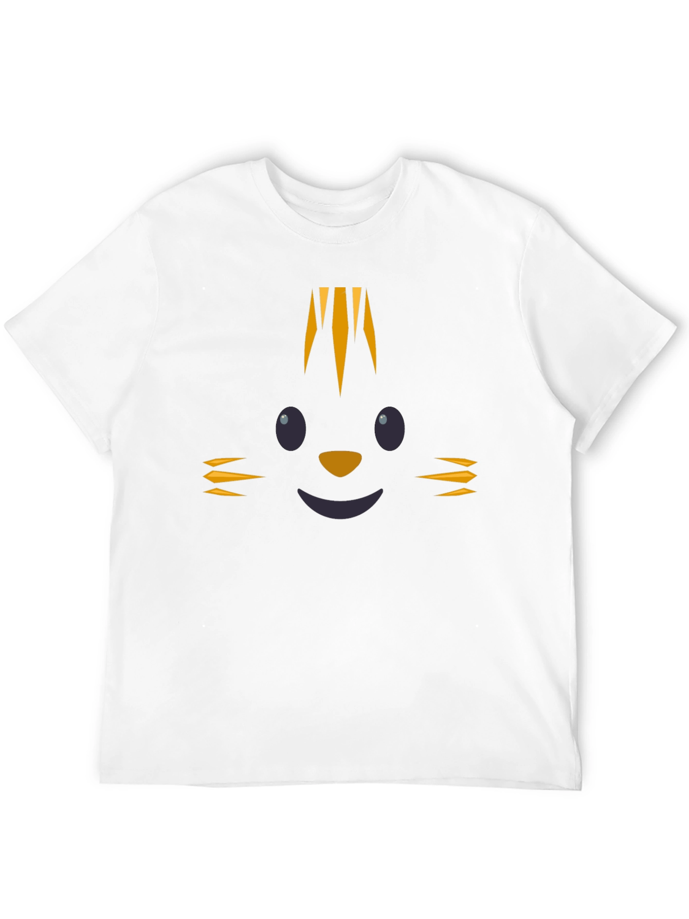 Cute Cartoon Cat Face Black T-Shirt