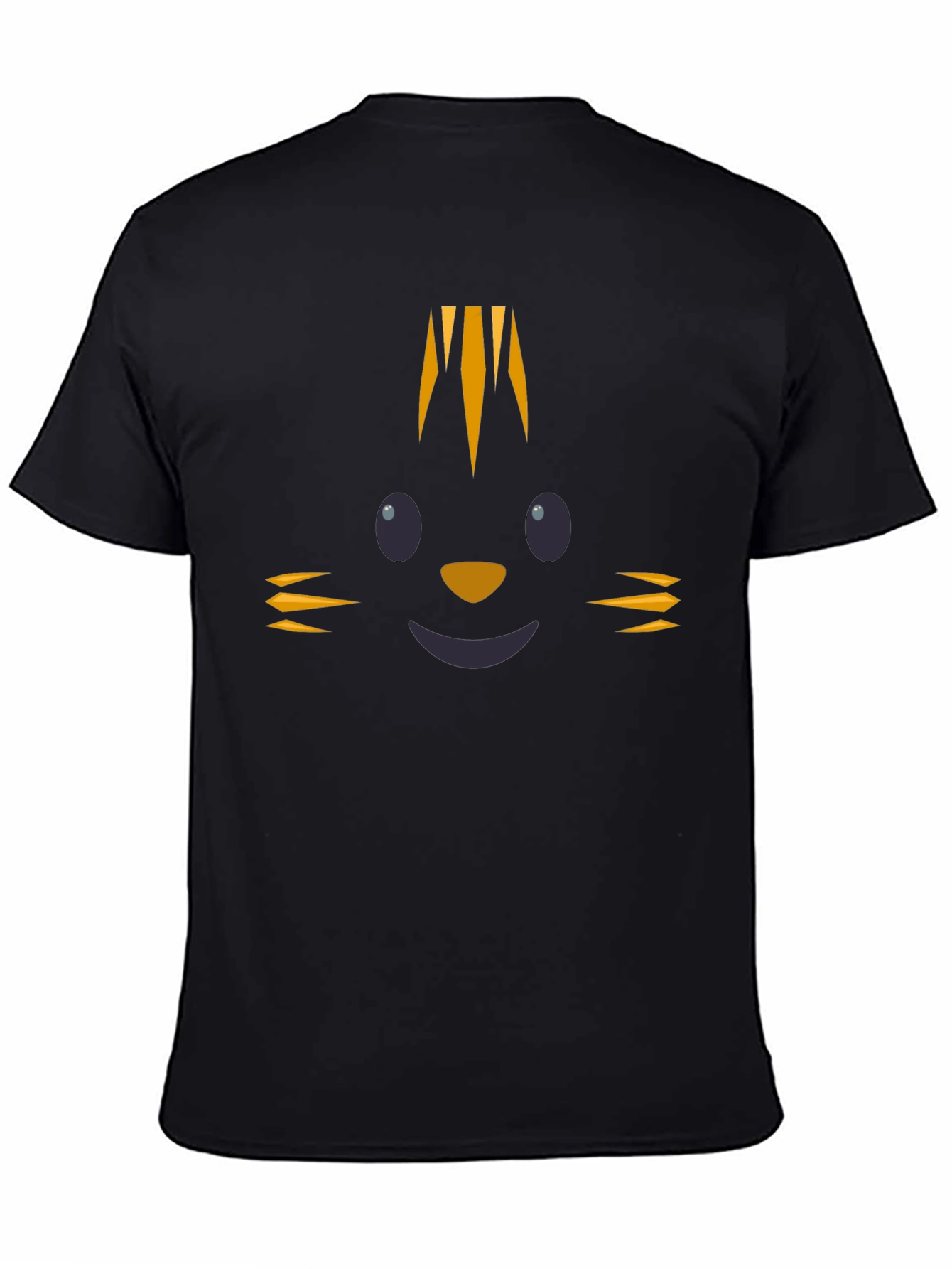 Cute Cartoon Cat Face Black T-Shirt