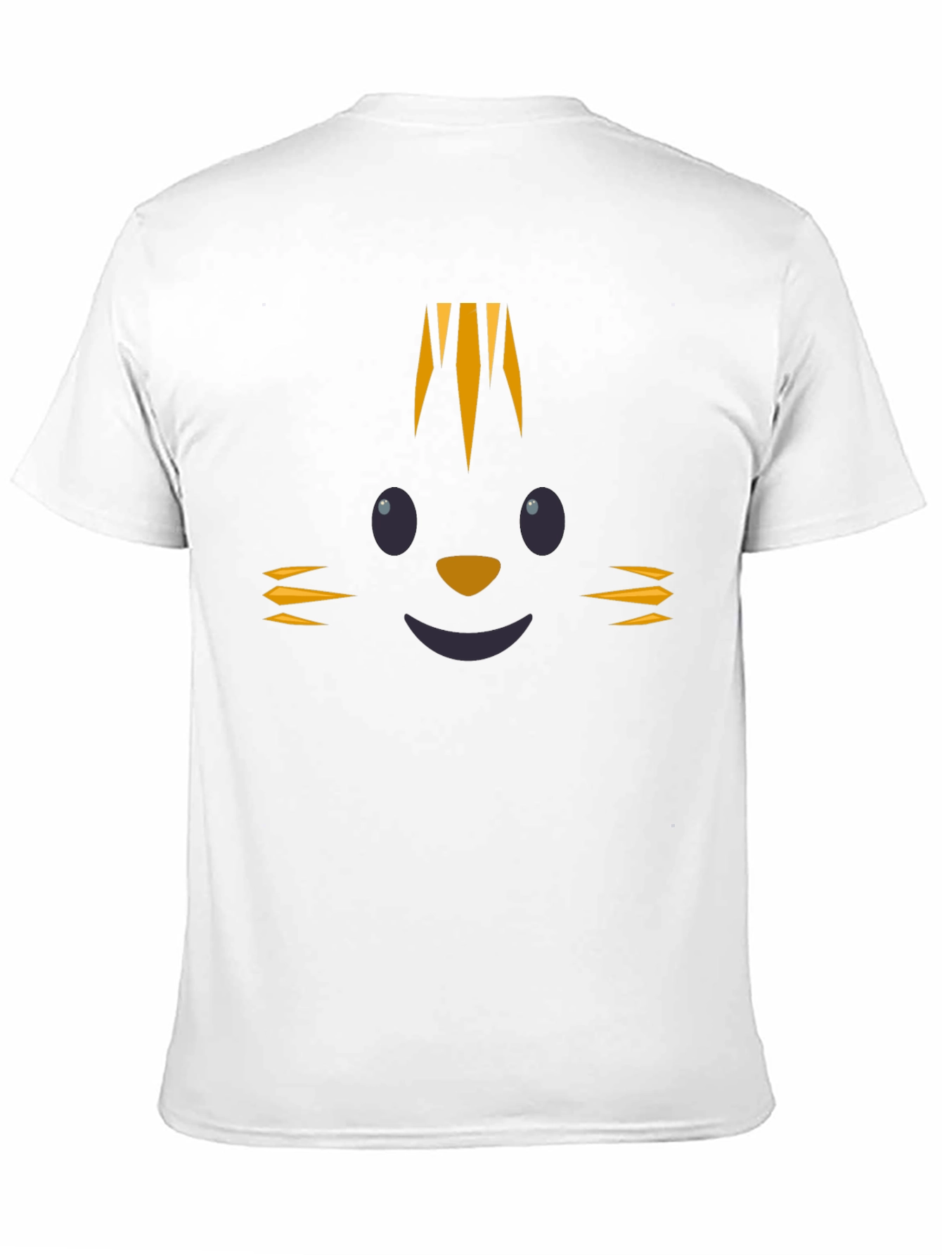 Cute Cartoon Cat Face Black T-Shirt