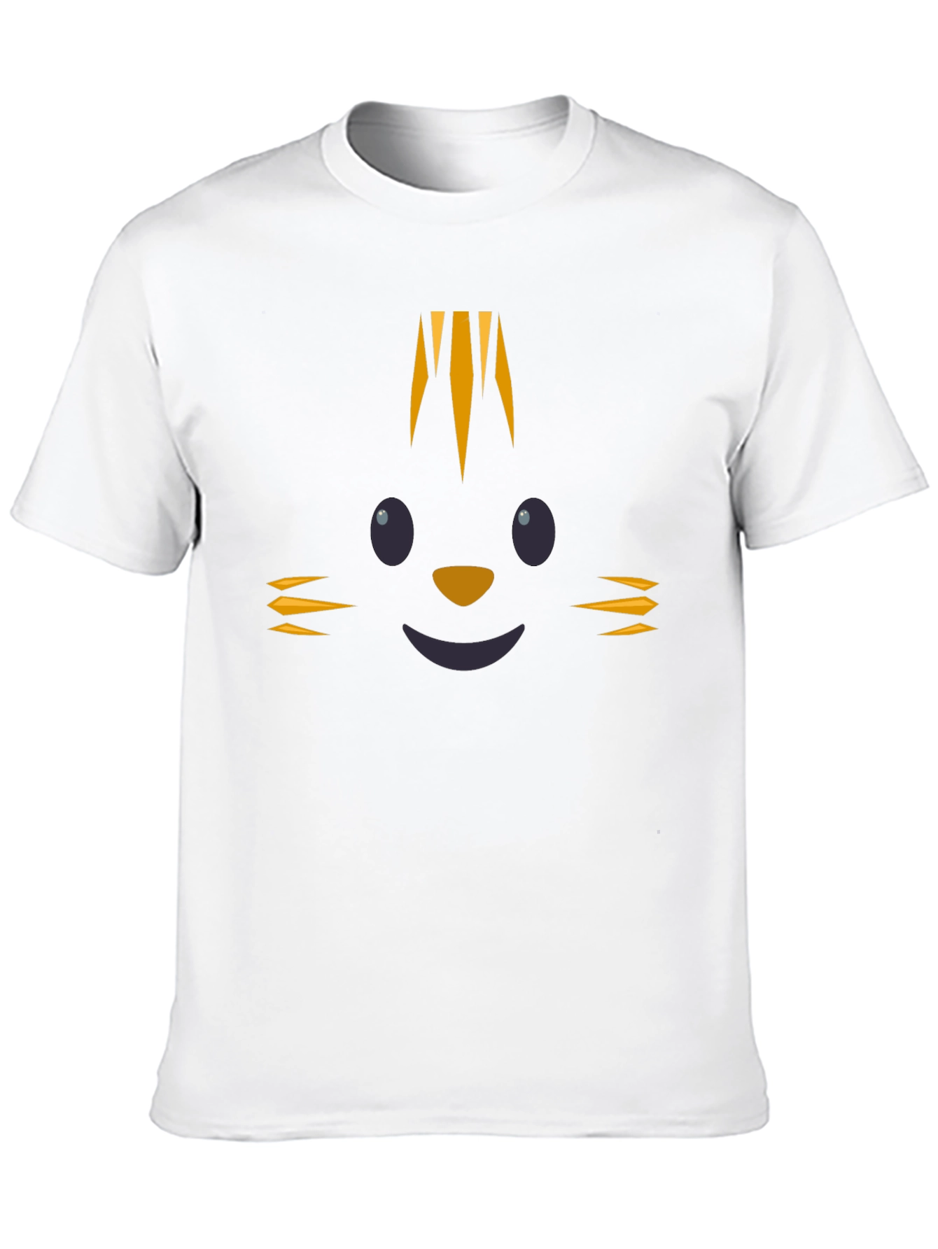 Cute Cartoon Cat Face Black T-Shirt