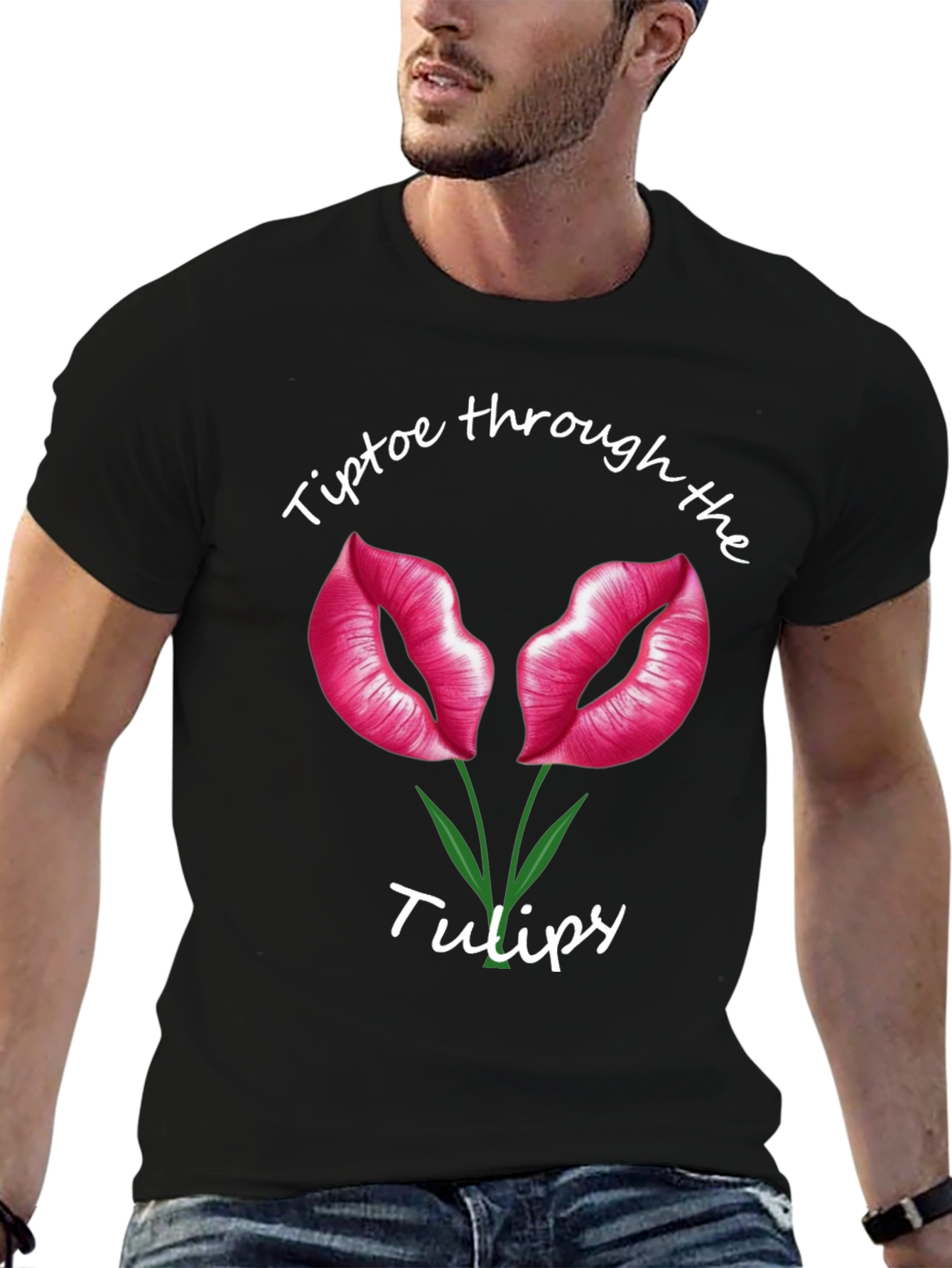 Tiptoe Through the Tulips Black T-Shirt