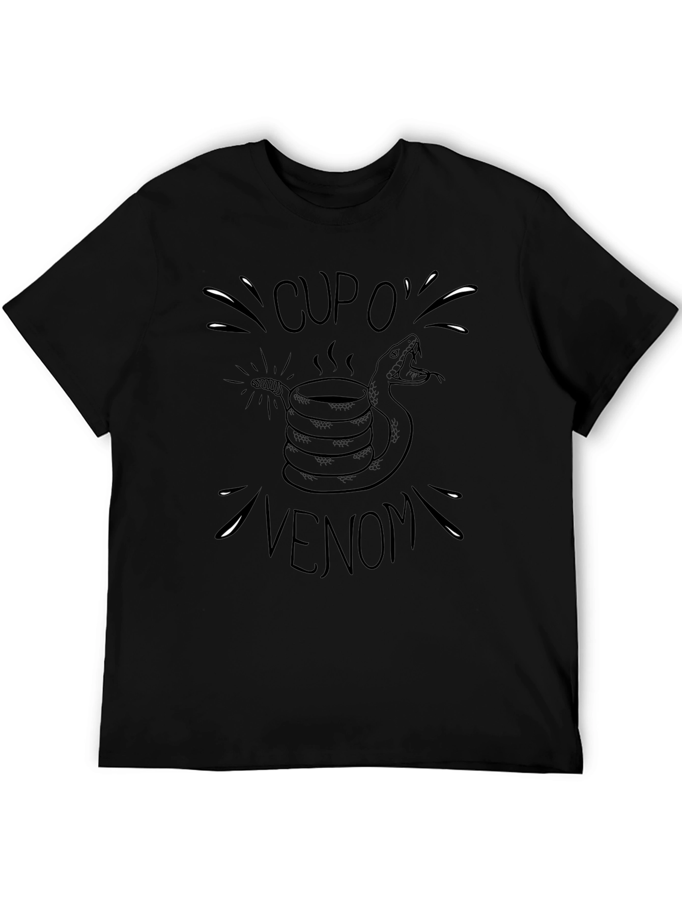 Cup O Venom Black T-Shirt - Snake Coffee Design