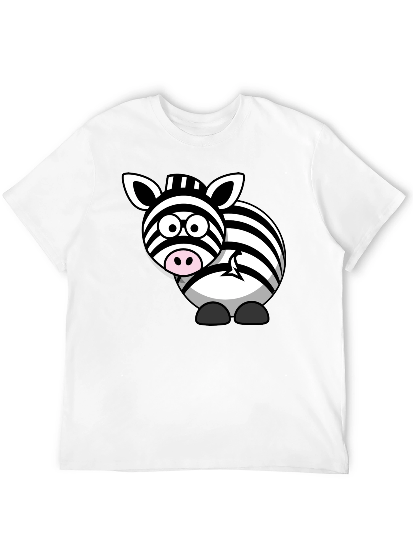 Zebra Cartoon Graphic Print T-Shirt - Black