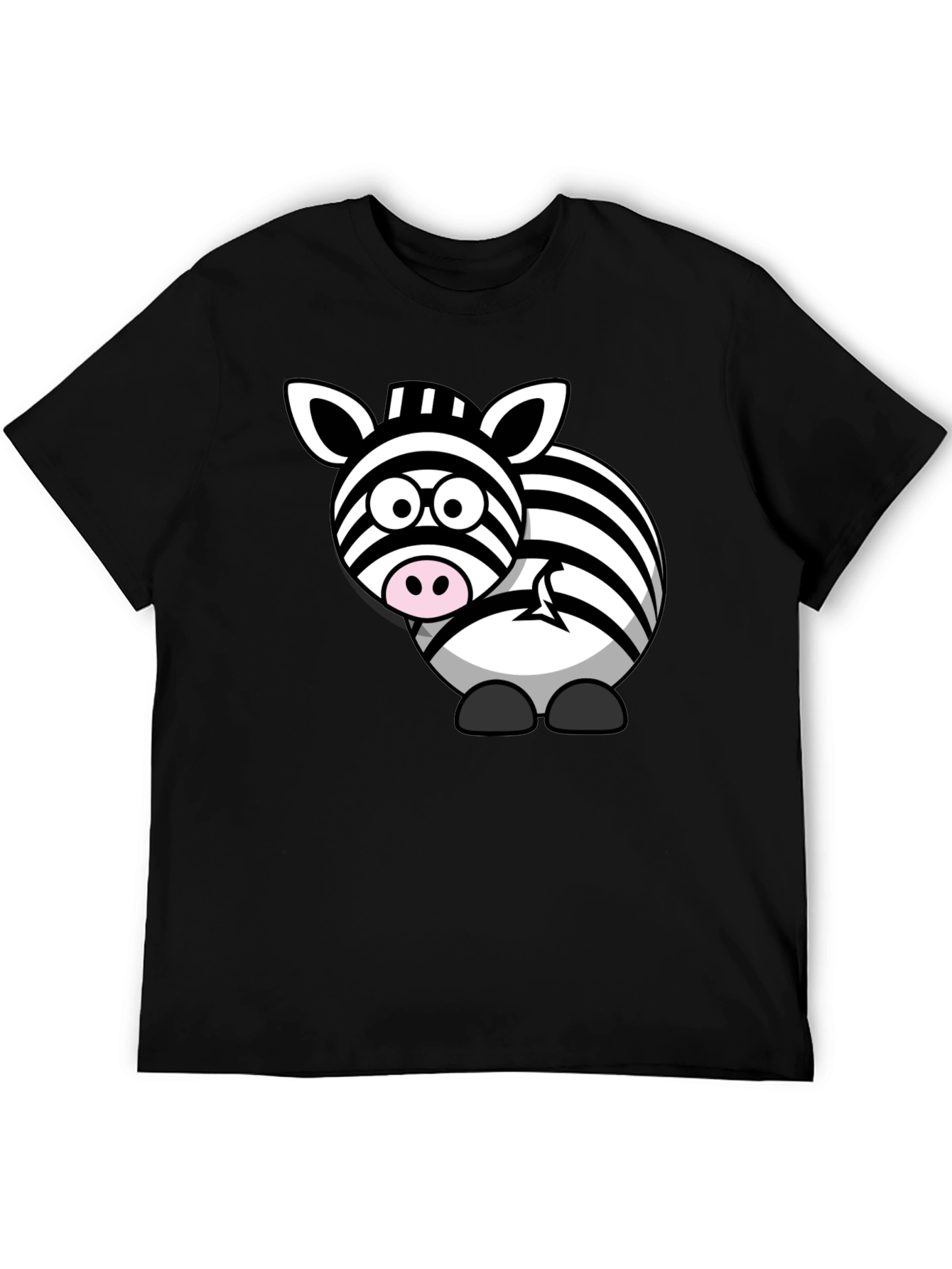 Zebra Cartoon Graphic Print T-Shirt - Black