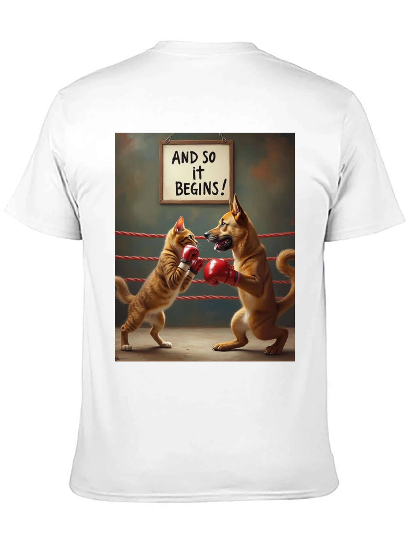 Cat vs Dog Boxing Match T-Shirt
