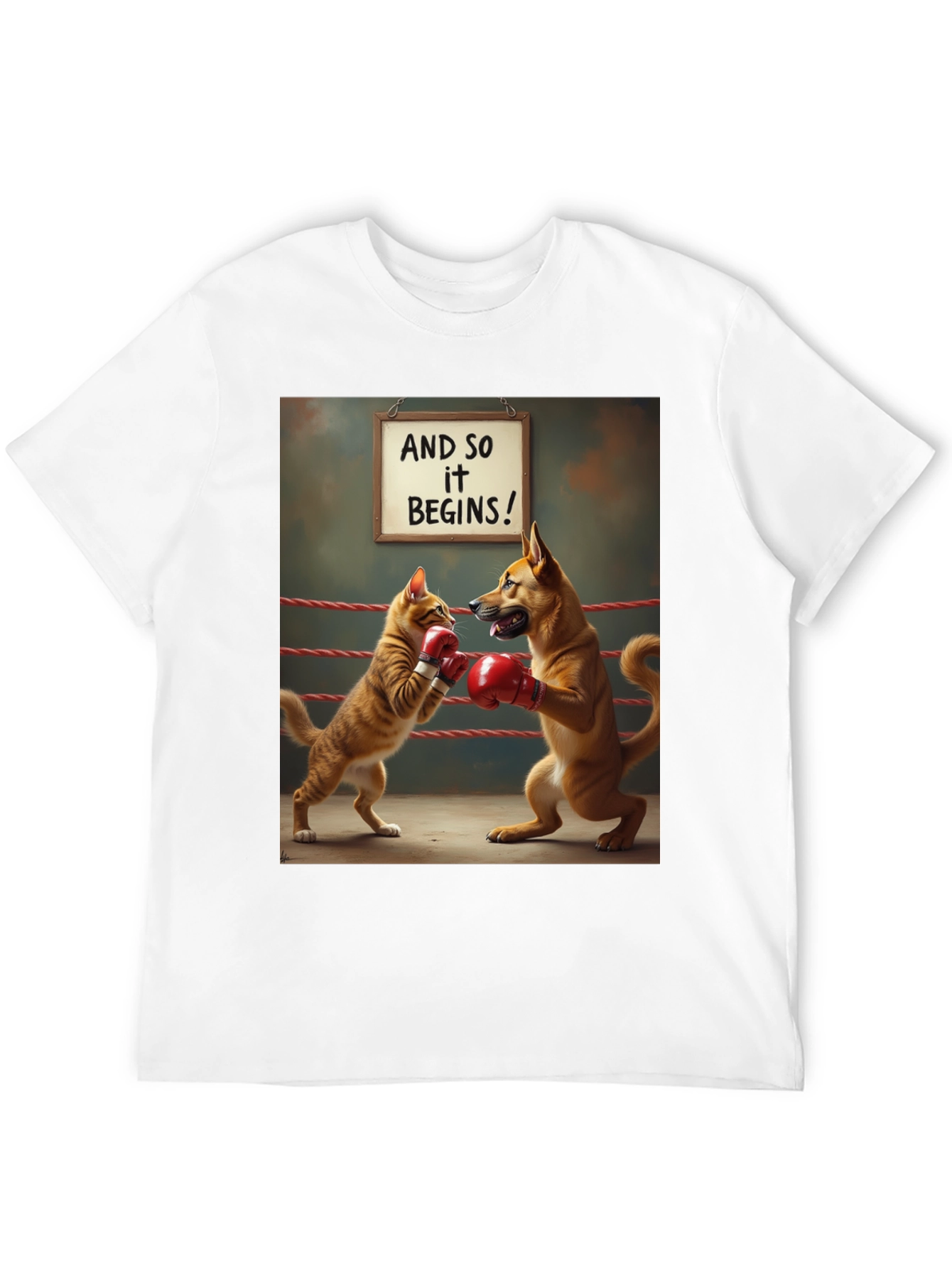 Cat vs Dog Boxing Match T-Shirt