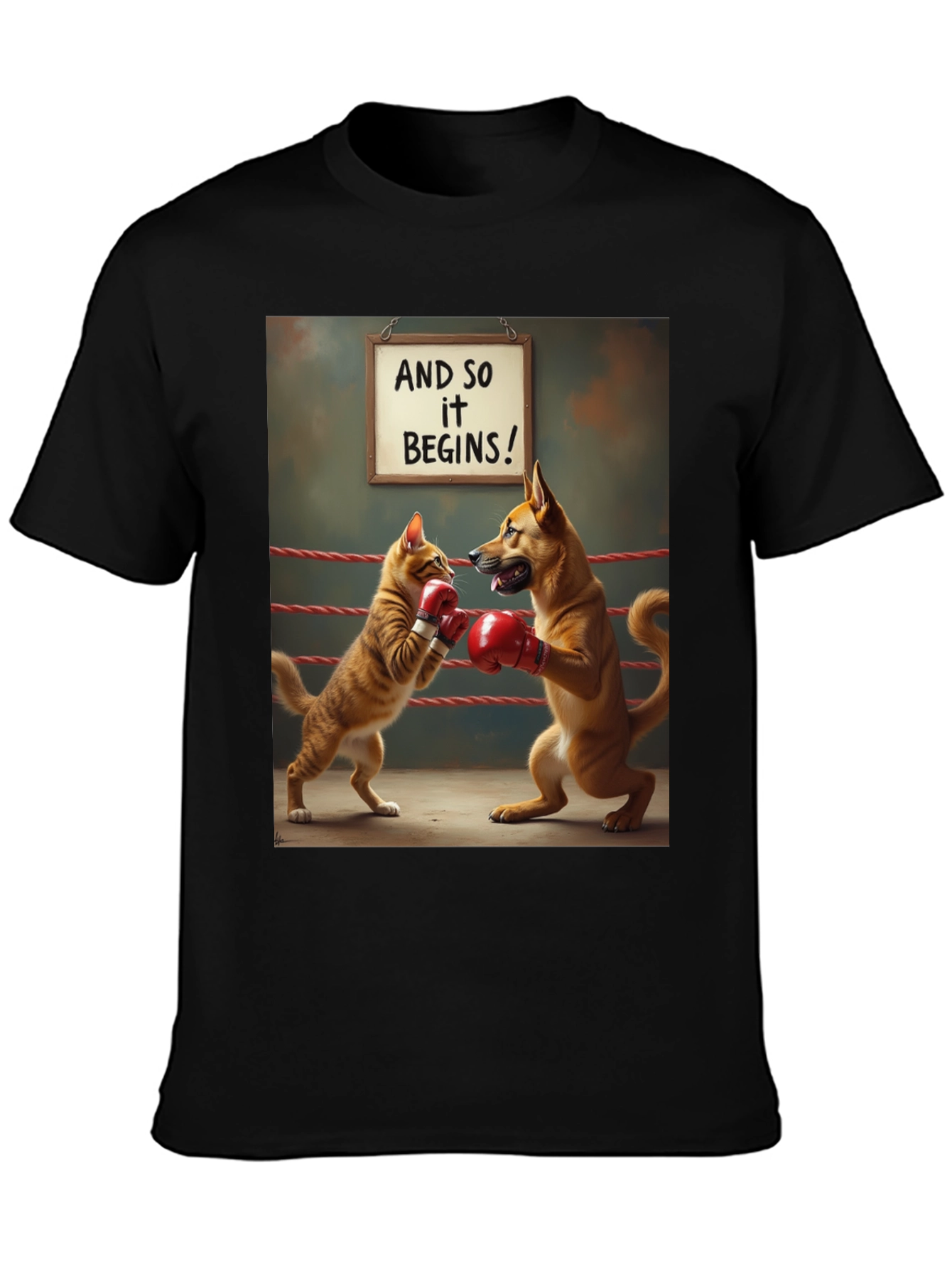 Cat vs Dog Boxing Match T-Shirt