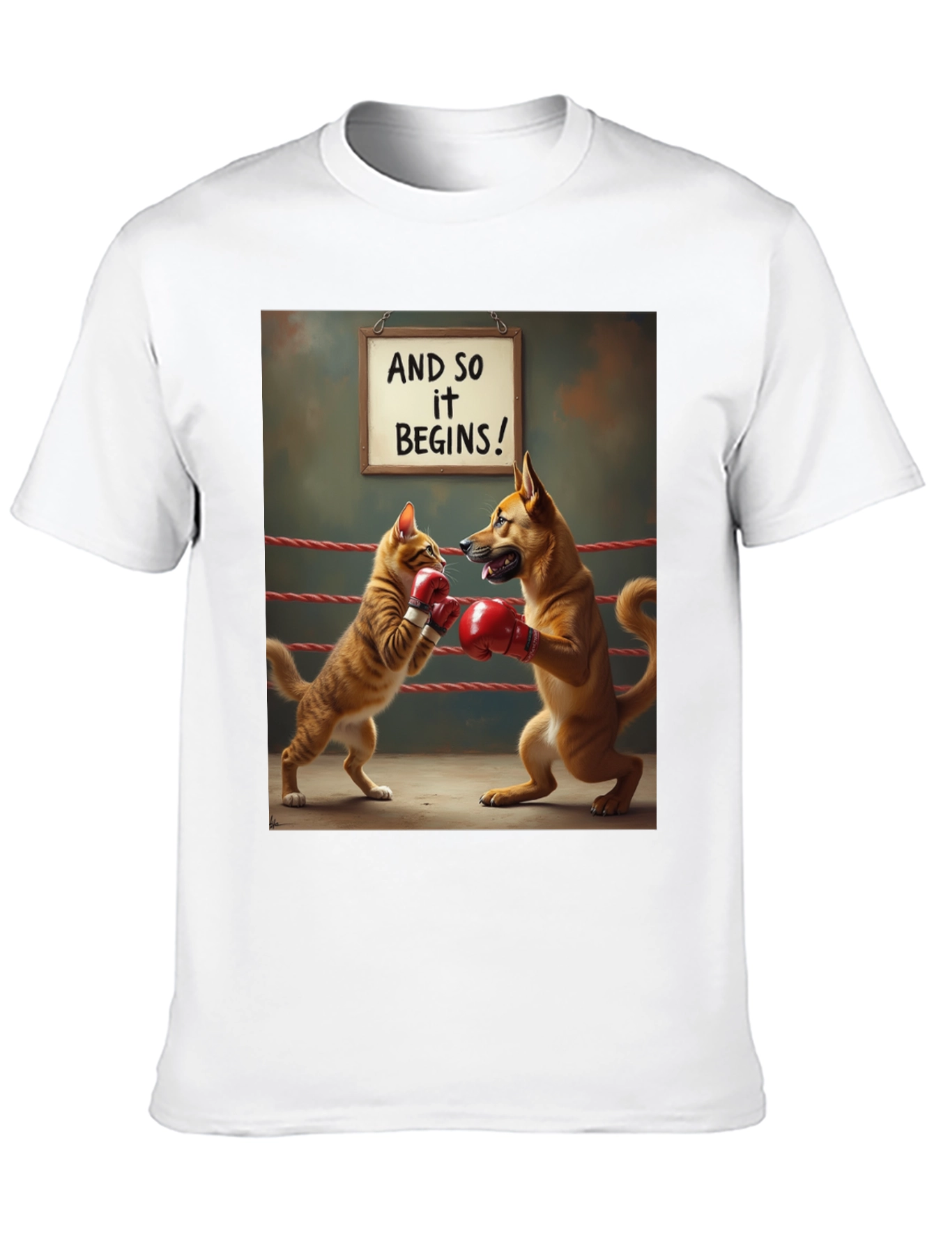 Cat vs Dog Boxing Match T-Shirt