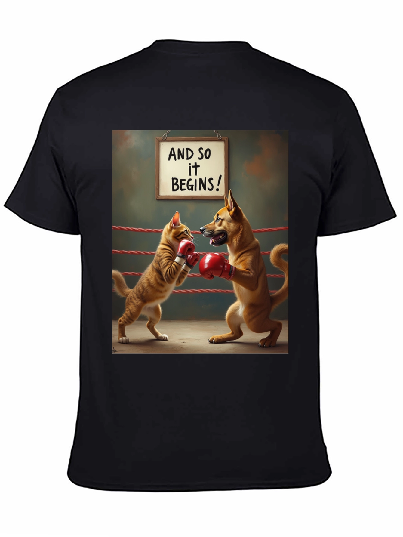 Cat vs Dog Boxing Match T-Shirt
