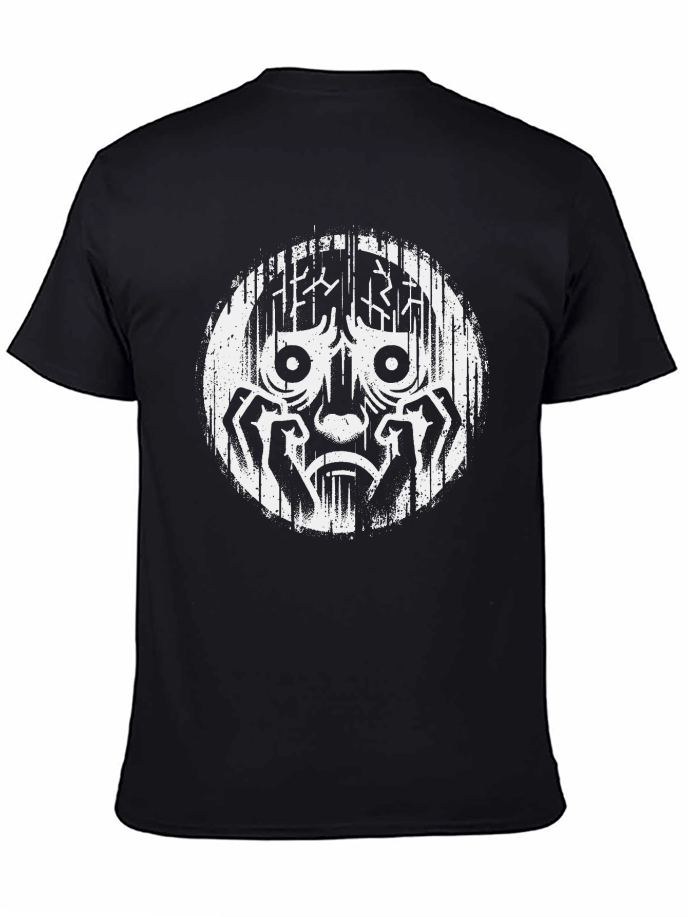 Distressed Graphic T-Shirt - White Print on Black