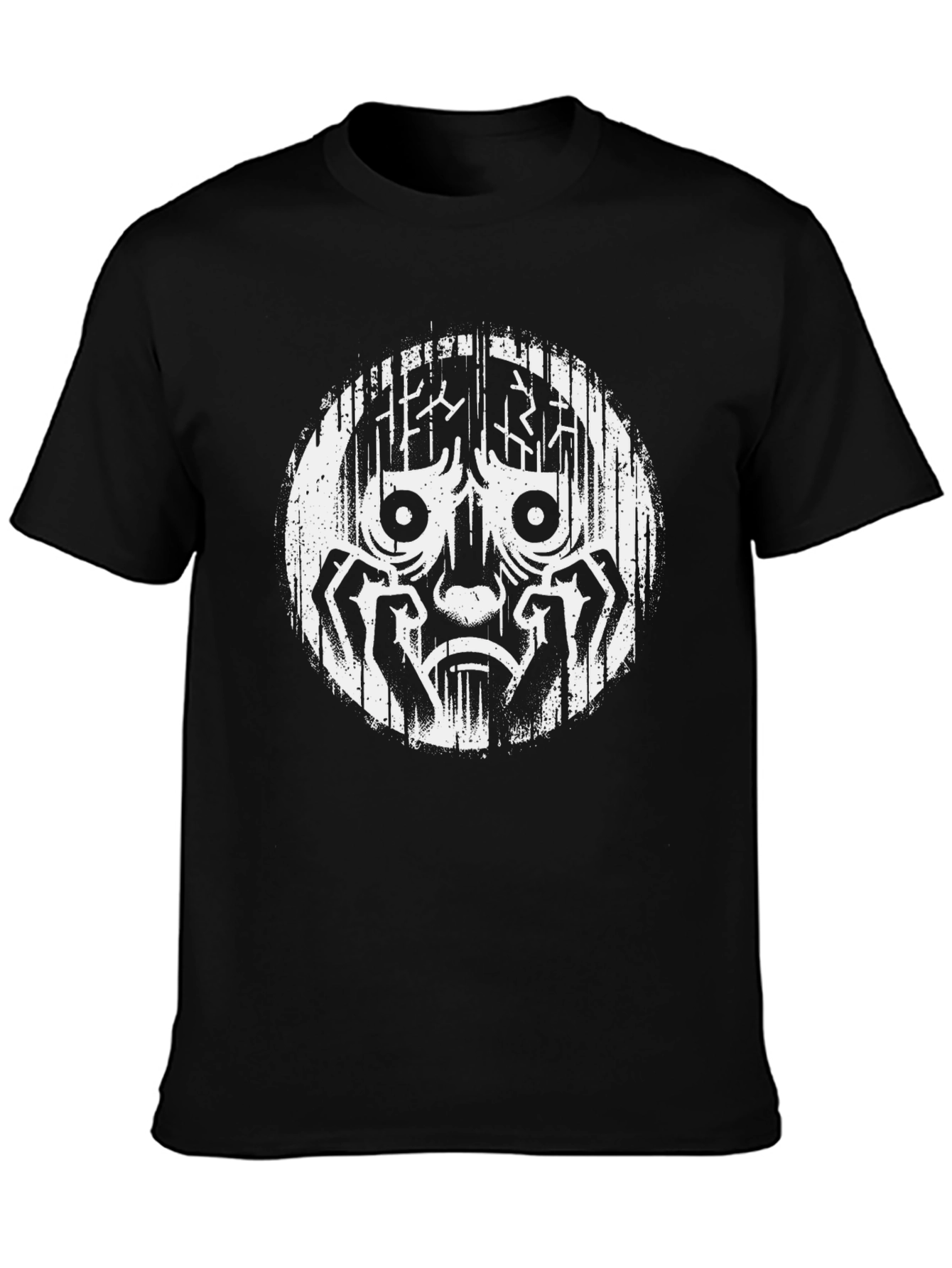 Distressed Graphic T-Shirt - White Print on Black