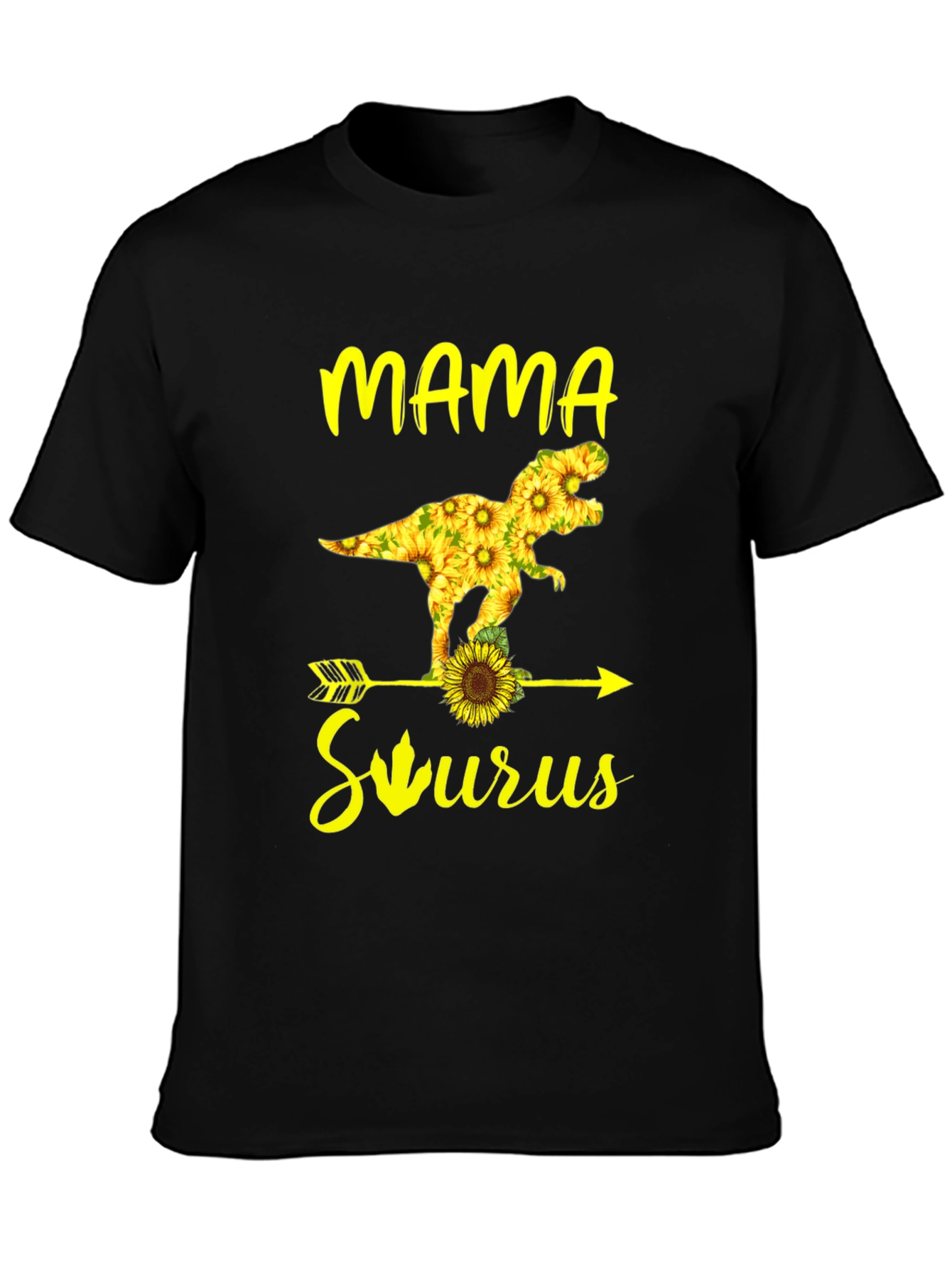 Mama Saurus Sunflower Graphic T-Shirt