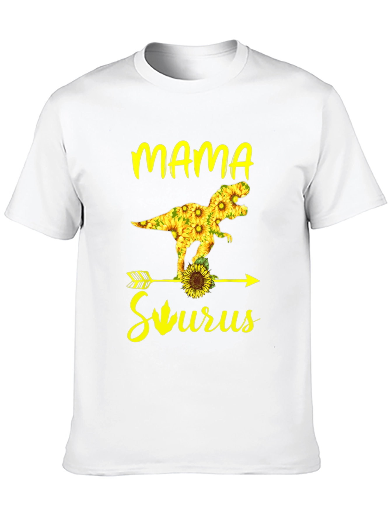 Mama Saurus Sunflower Graphic T-Shirt