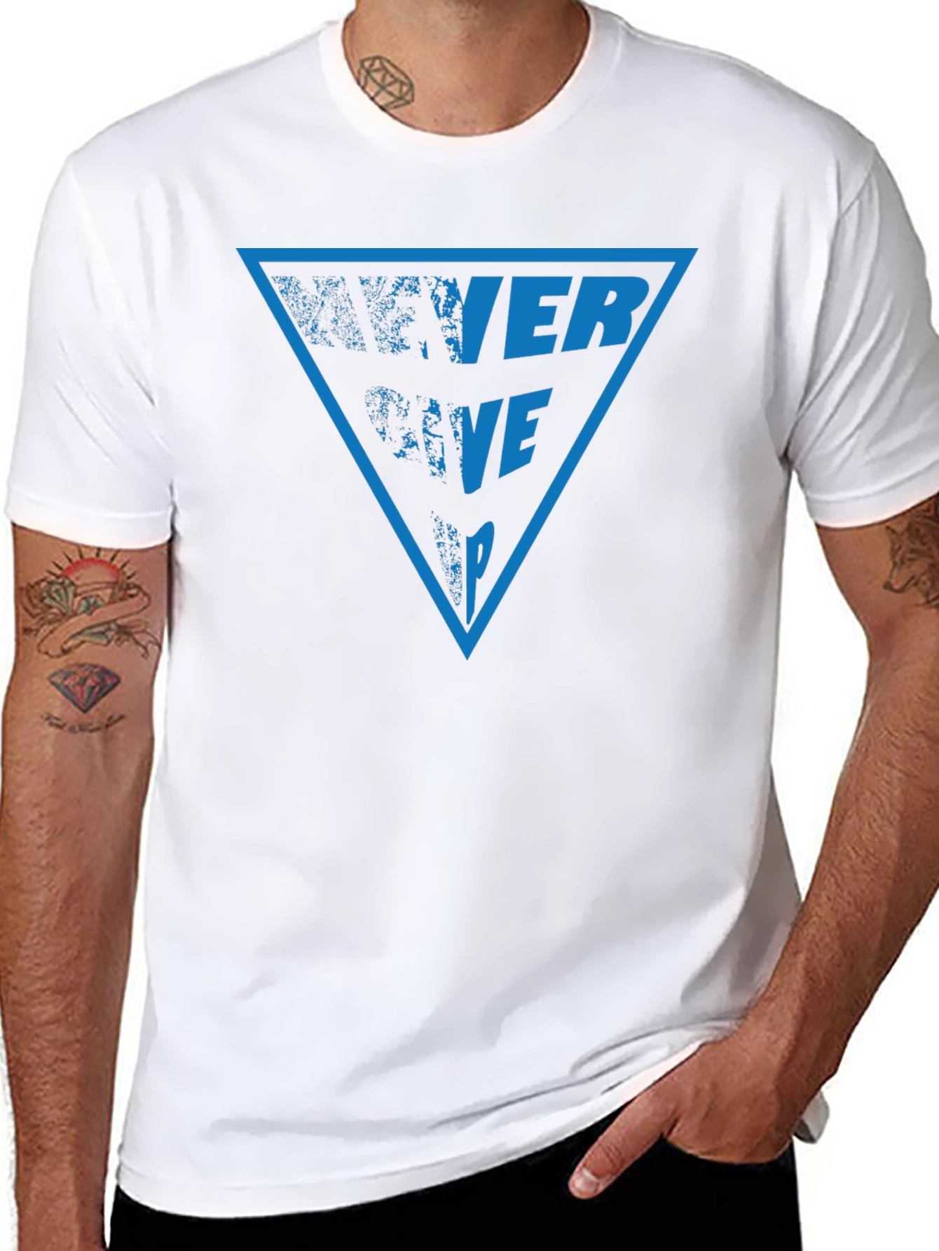Never Give Up Graphic Tee - Black