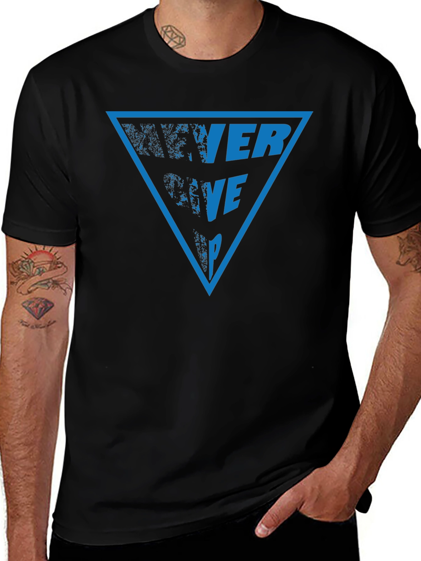 Never Give Up Graphic Tee - Black