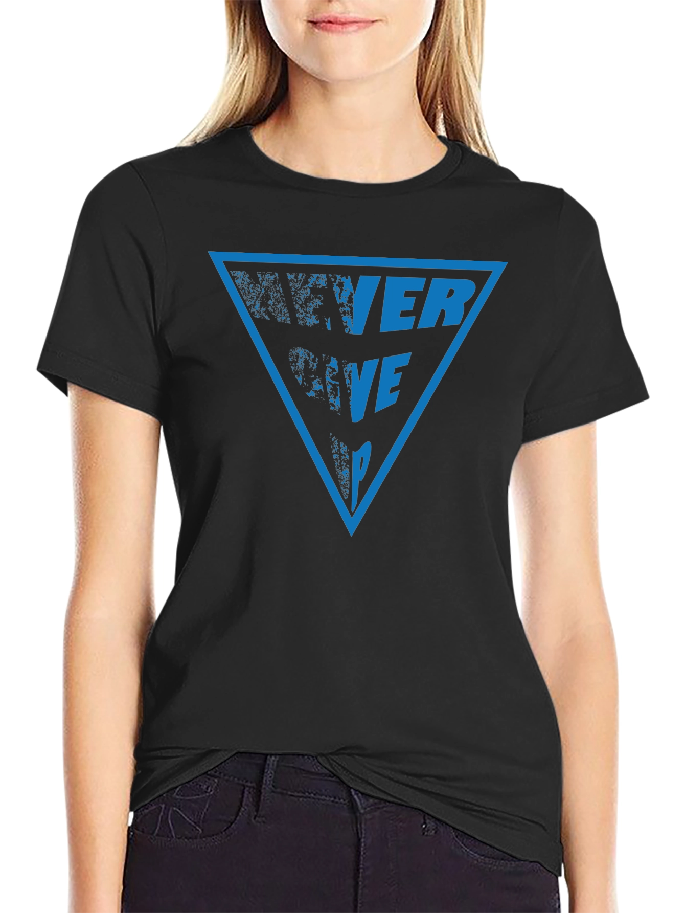 Never Give Up Graphic Tee - Black