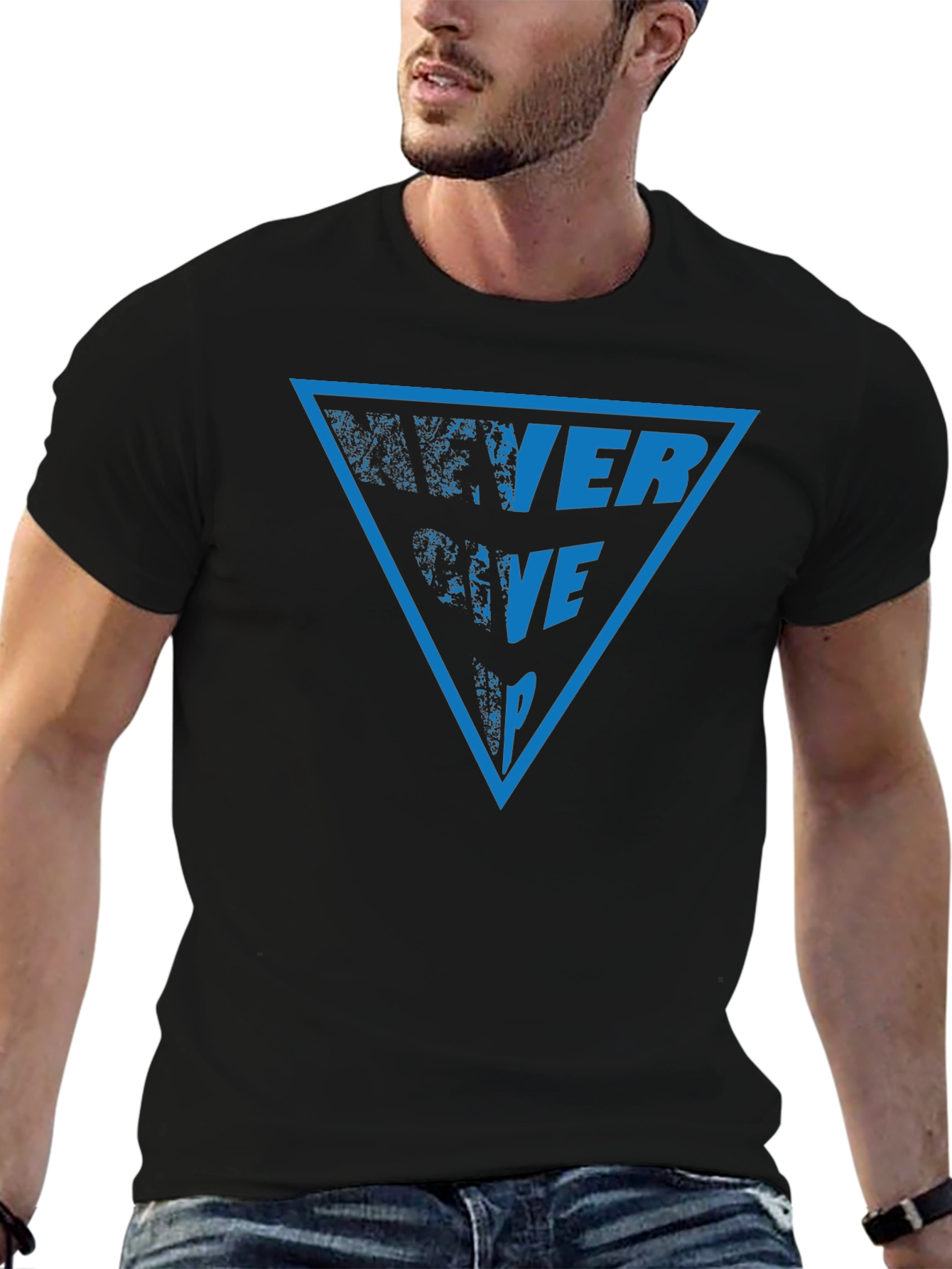 Never Give Up Graphic Tee - Black