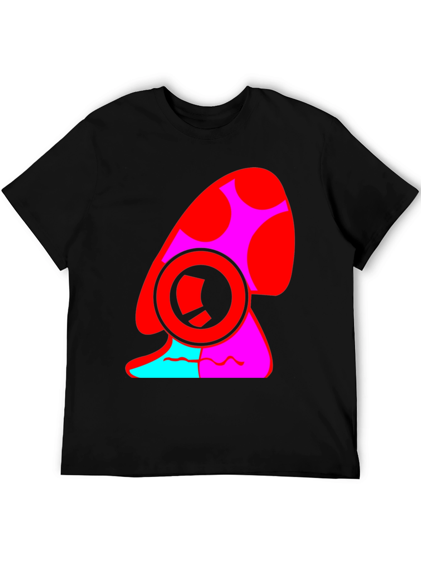 Bold Graphic Mushroom Tee - Quirky Black T-Shirt