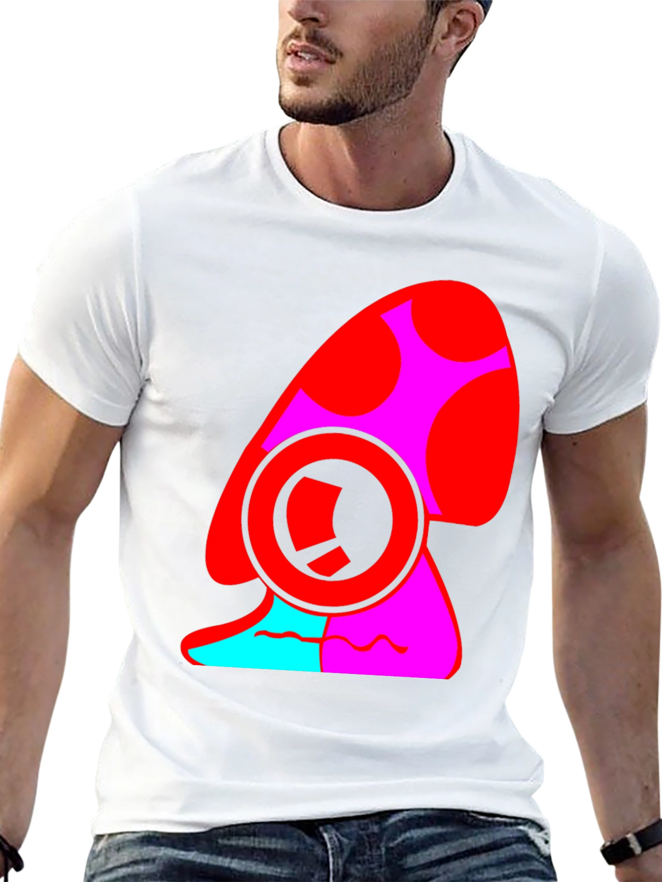 Bold Graphic Mushroom Tee - Quirky Black T-Shirt