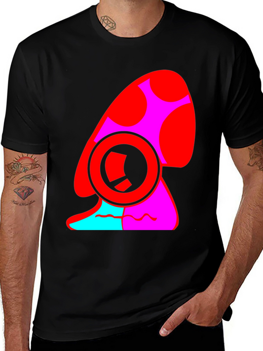 Bold Graphic Mushroom Tee - Quirky Black T-Shirt