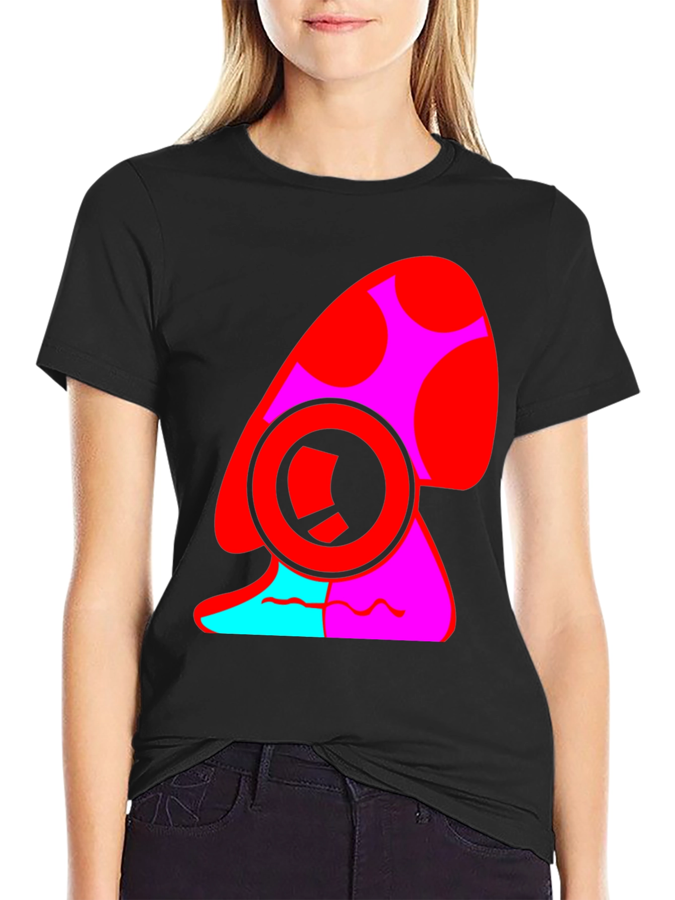 Bold Graphic Mushroom Tee - Quirky Black T-Shirt