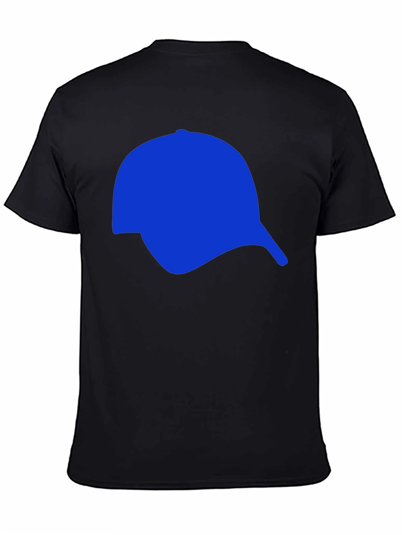 Mens Black T-Shirt with Blue Cap Graphic