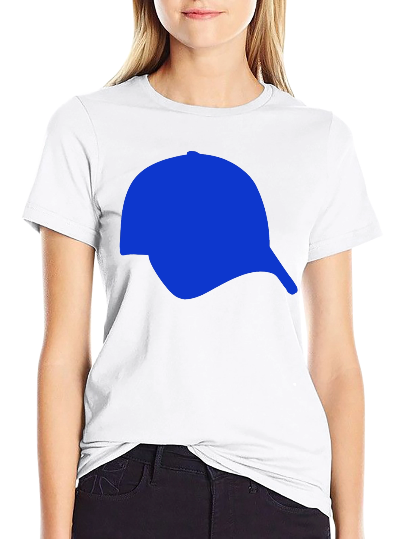 Mens Black T-Shirt with Blue Cap Graphic