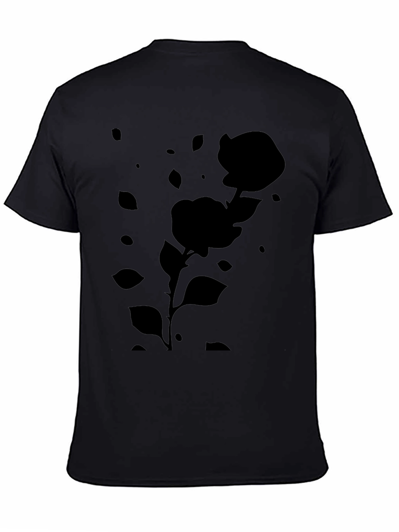 Black Rose Silhouette Graphic Tee - Mens Casual Style