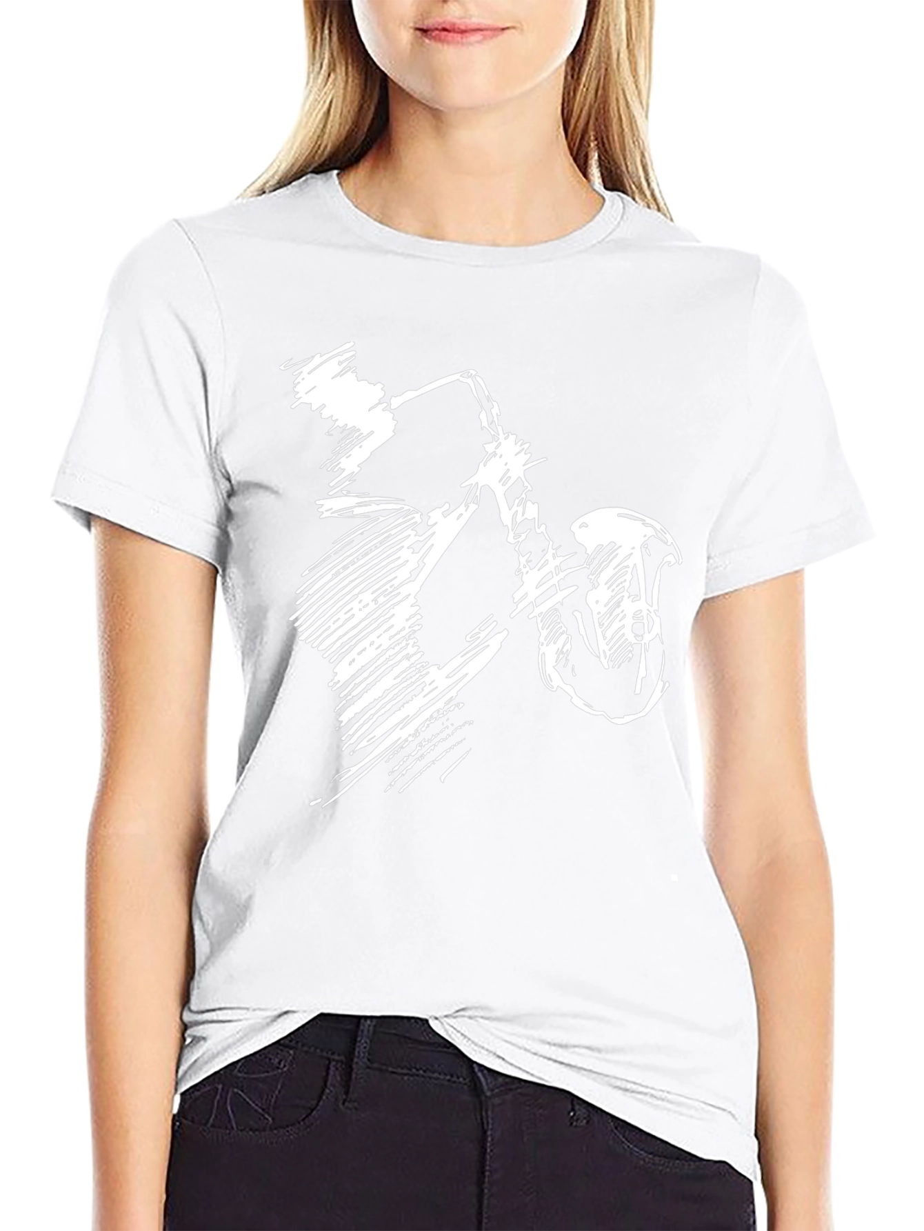 Black T-Shirt with Jazz Saxophone Graphic