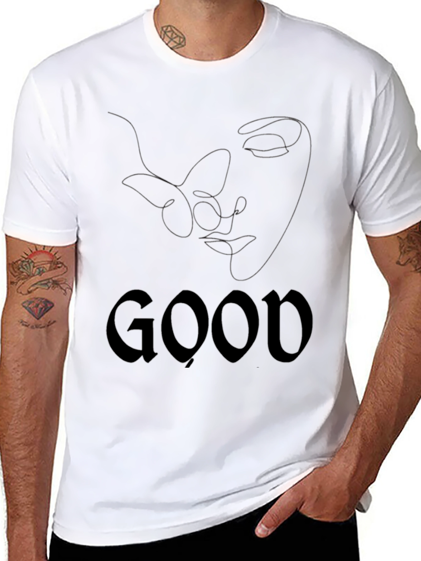 Mens Black Graphic Tee - Good Butterfly