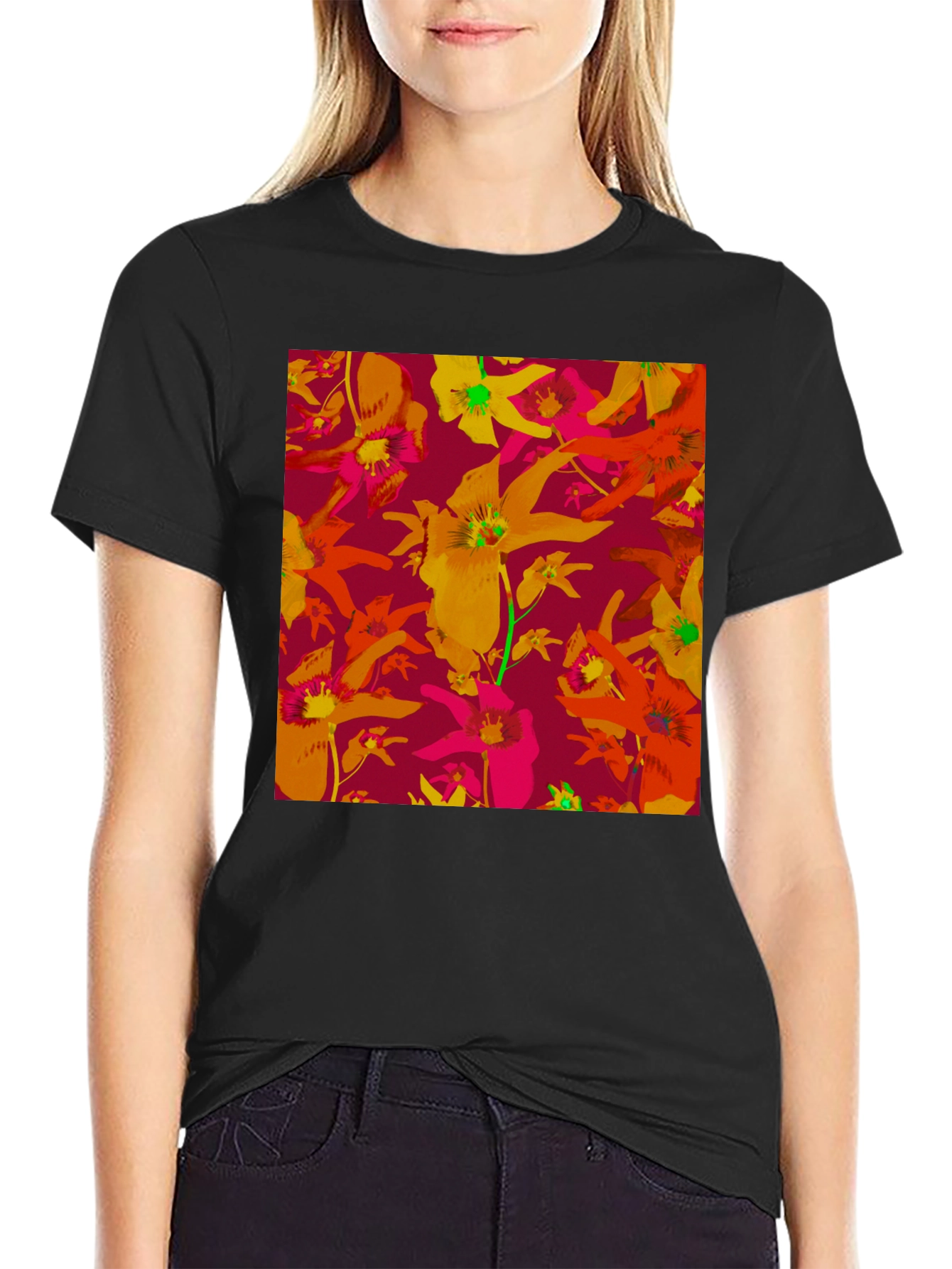 Floral Pattern T-Shirt - Vivid & Unique Design
