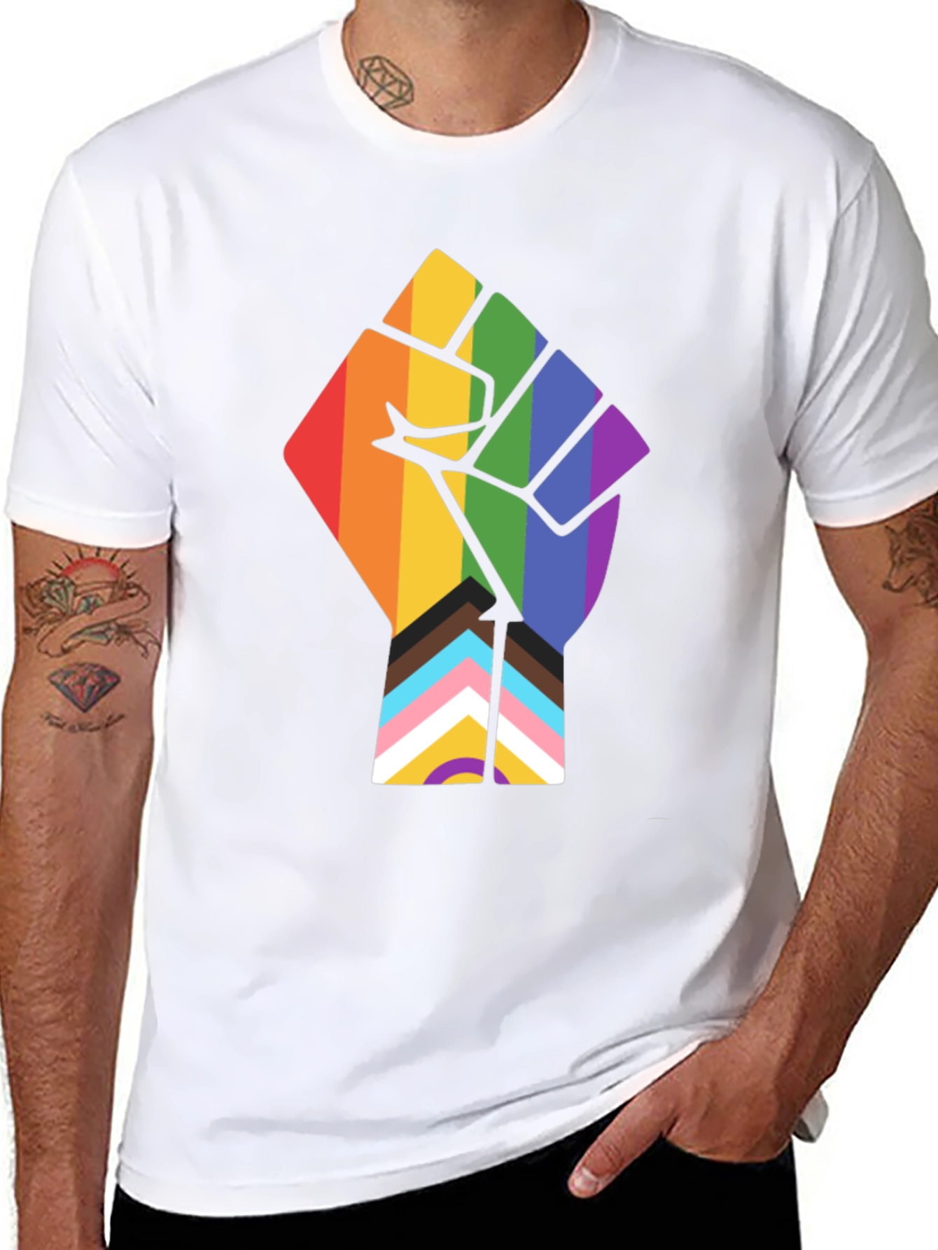 Pride Fist Graphic Tee - Black Cotton T-Shirt