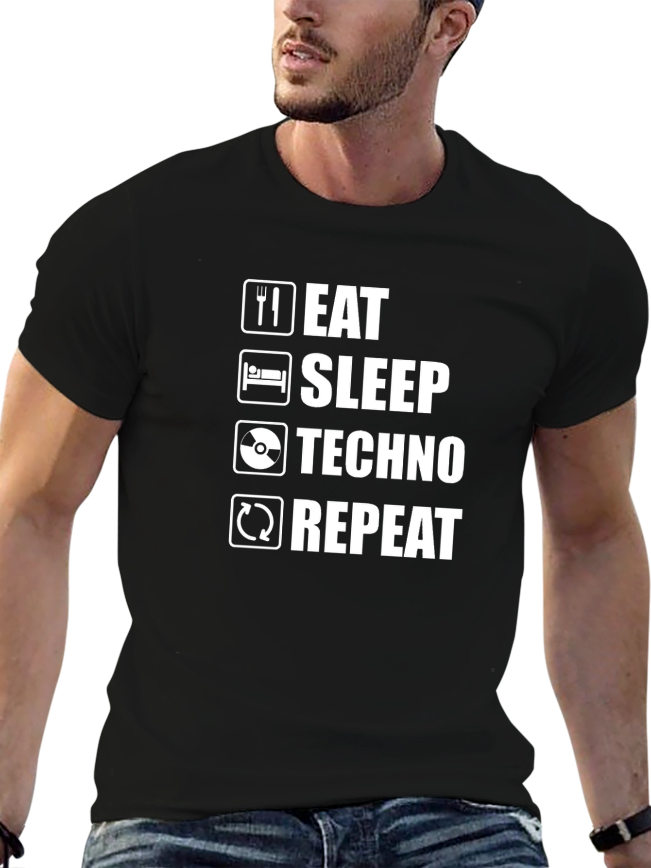 Eat Sleep Techno Repeat Graphic Tee