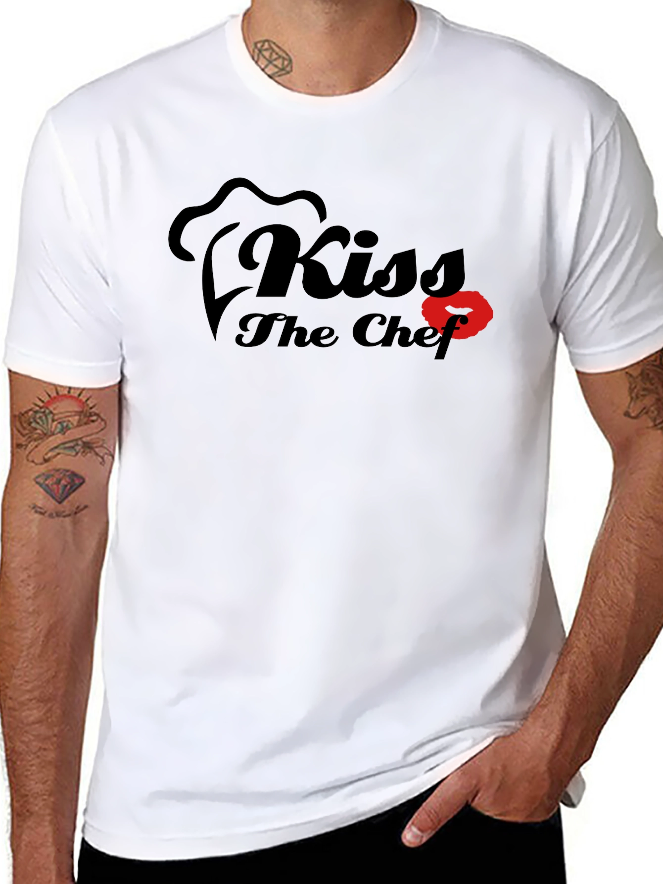Kiss The Chef Black Graphic T-Shirt