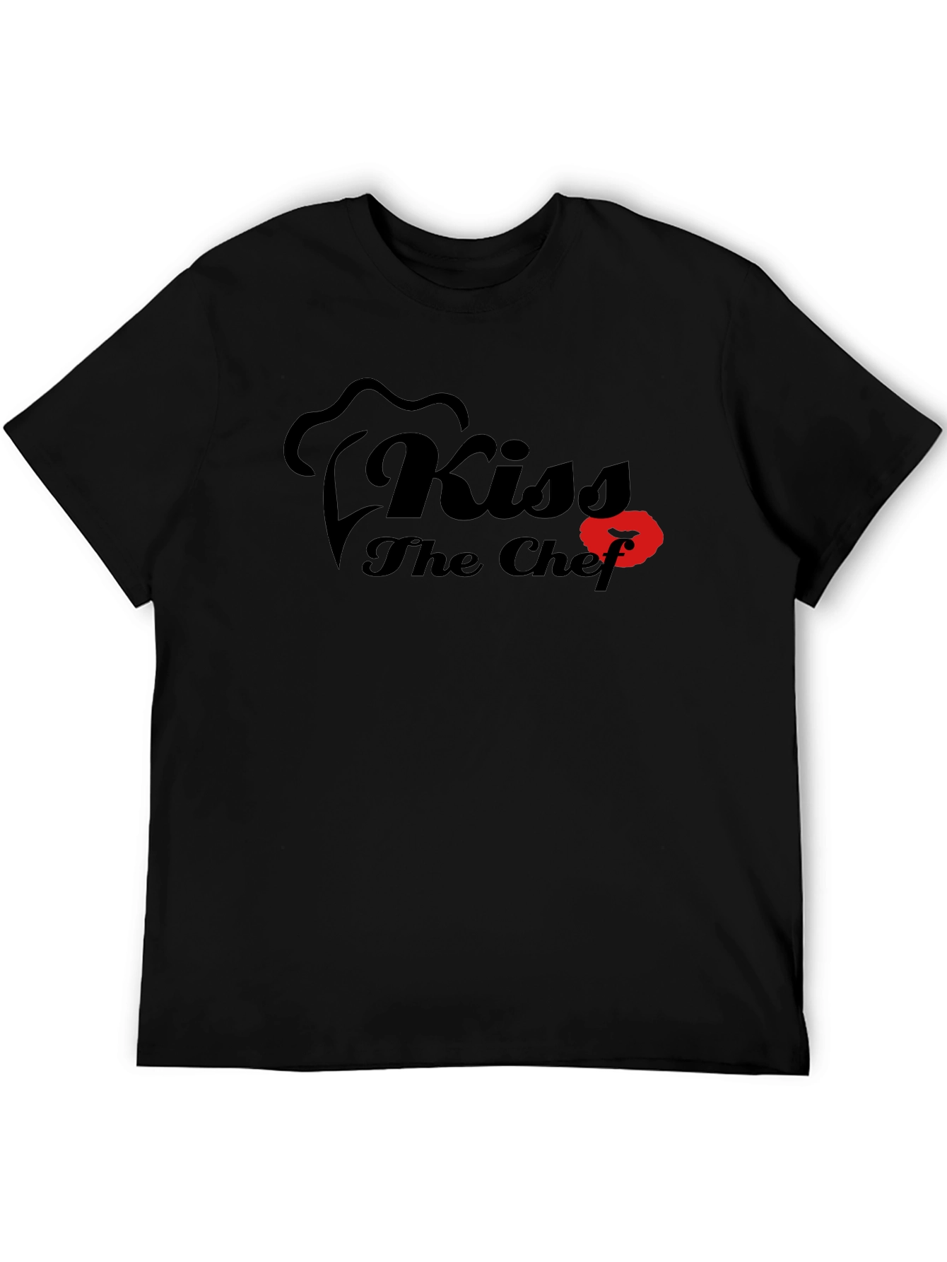 Kiss The Chef Black Graphic T-Shirt