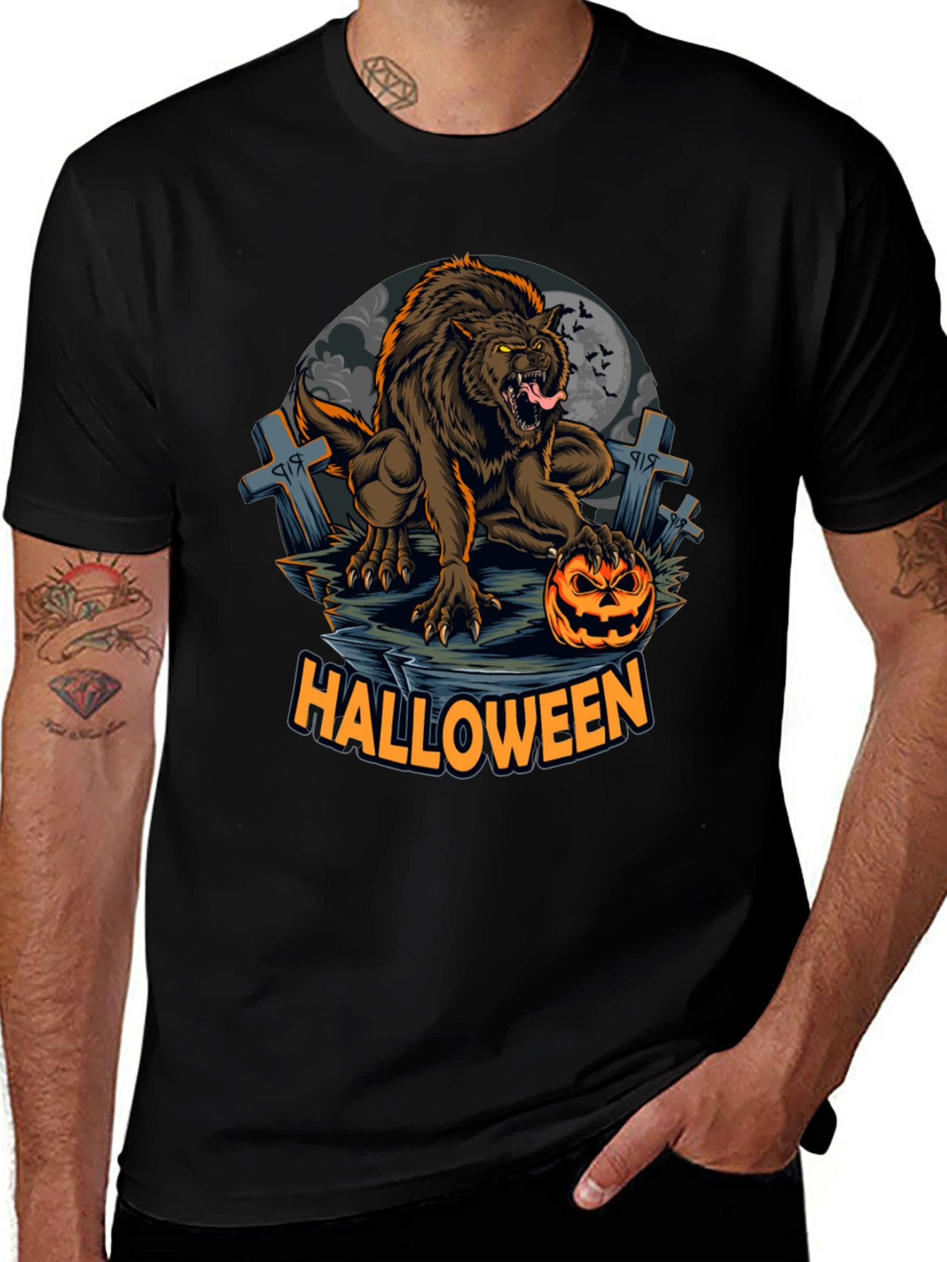 Halloween Werewolf Graphic T-Shirt
