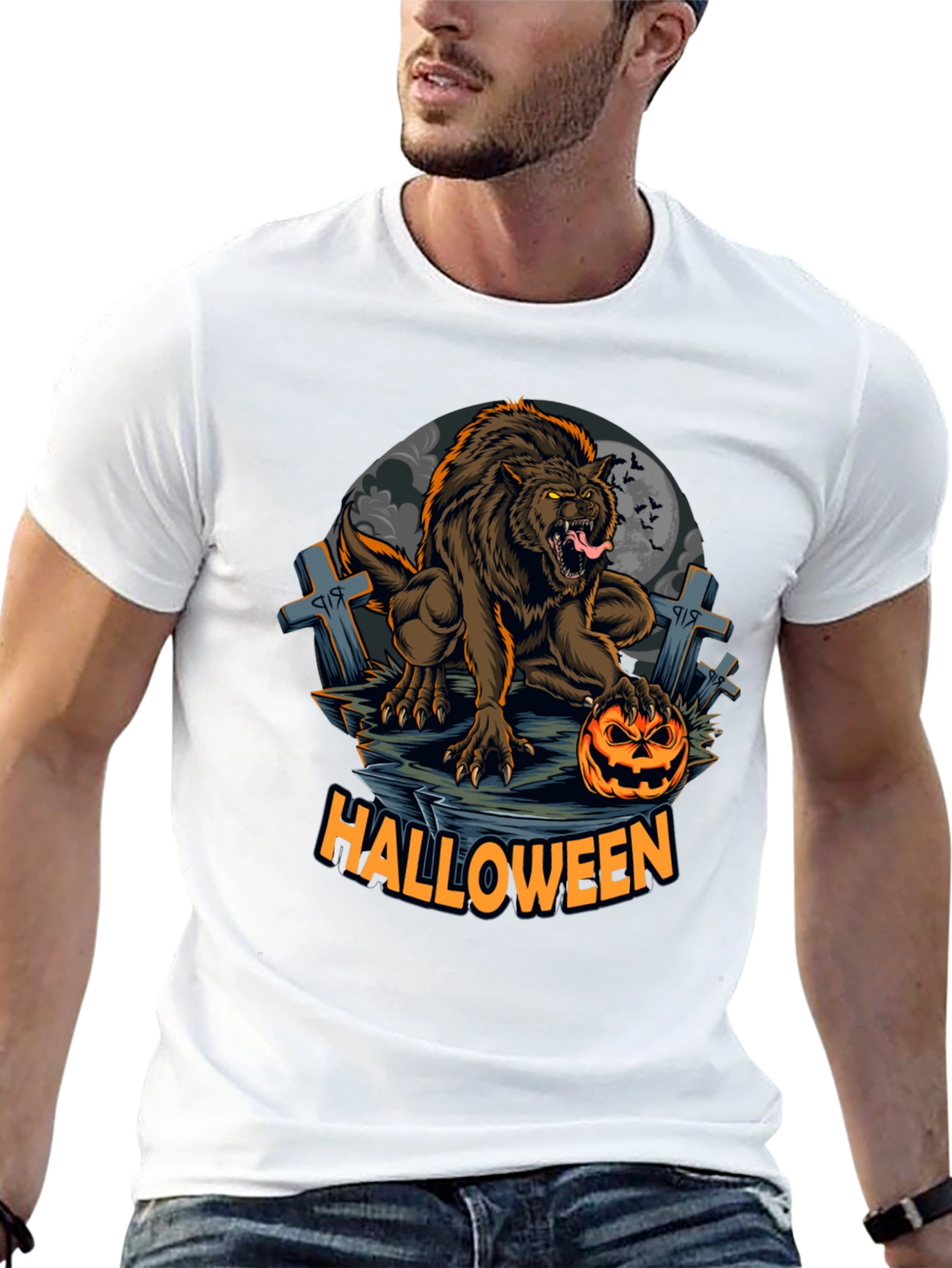 Halloween Werewolf Graphic T-Shirt