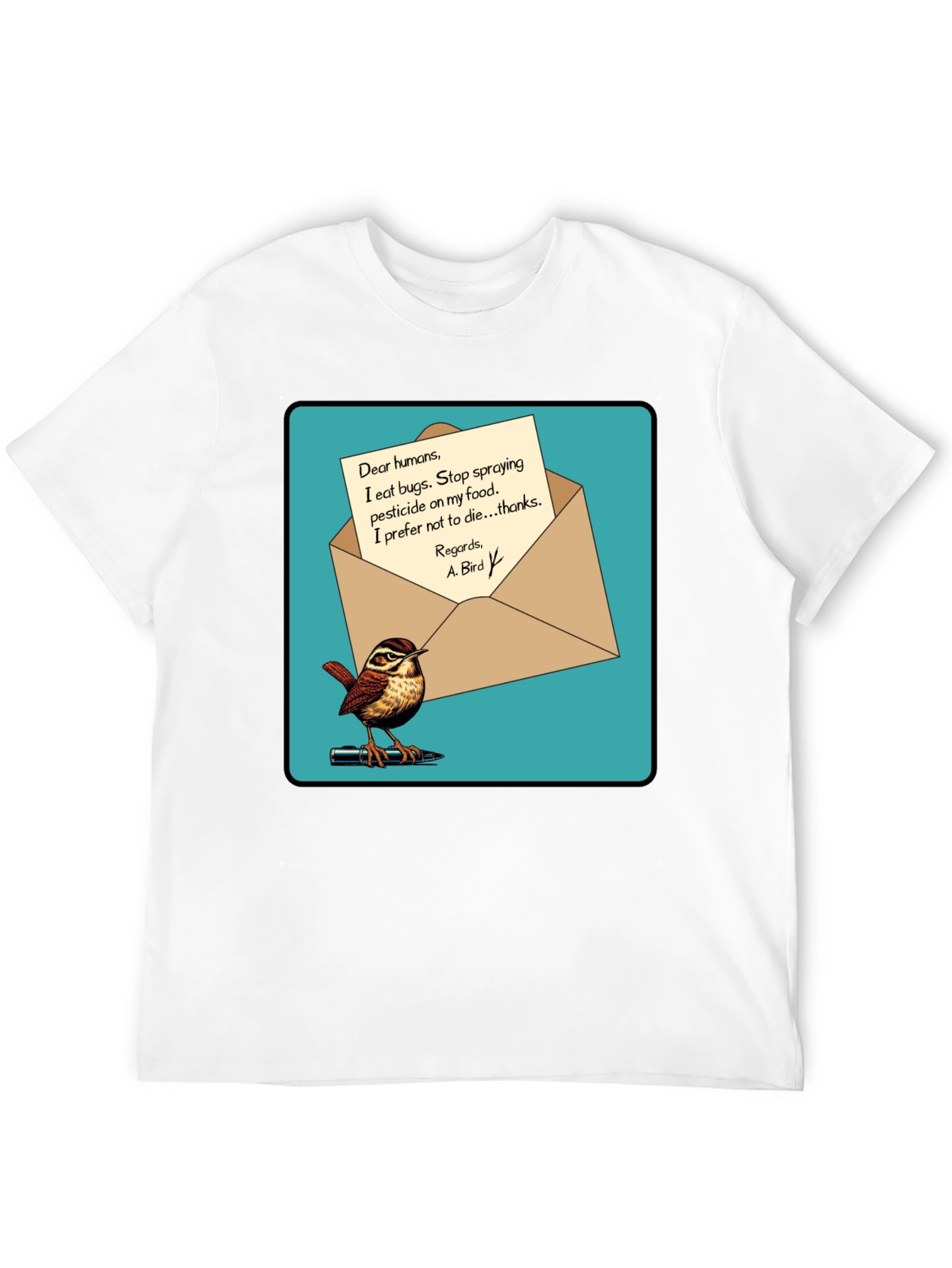 Eco-Friendly Bird T-Shirt: Pesticide Protest!