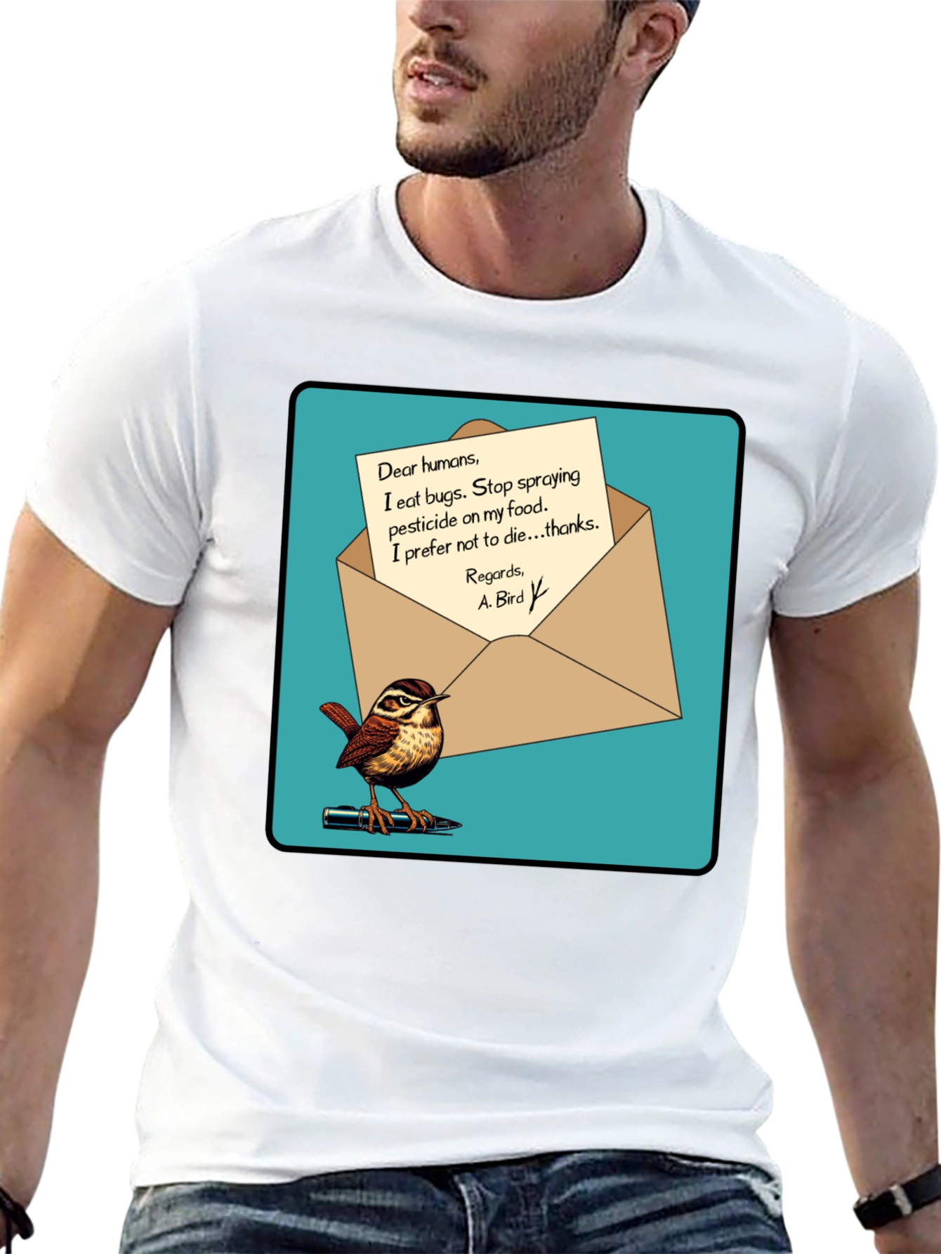 Eco-Friendly Bird T-Shirt: Pesticide Protest!