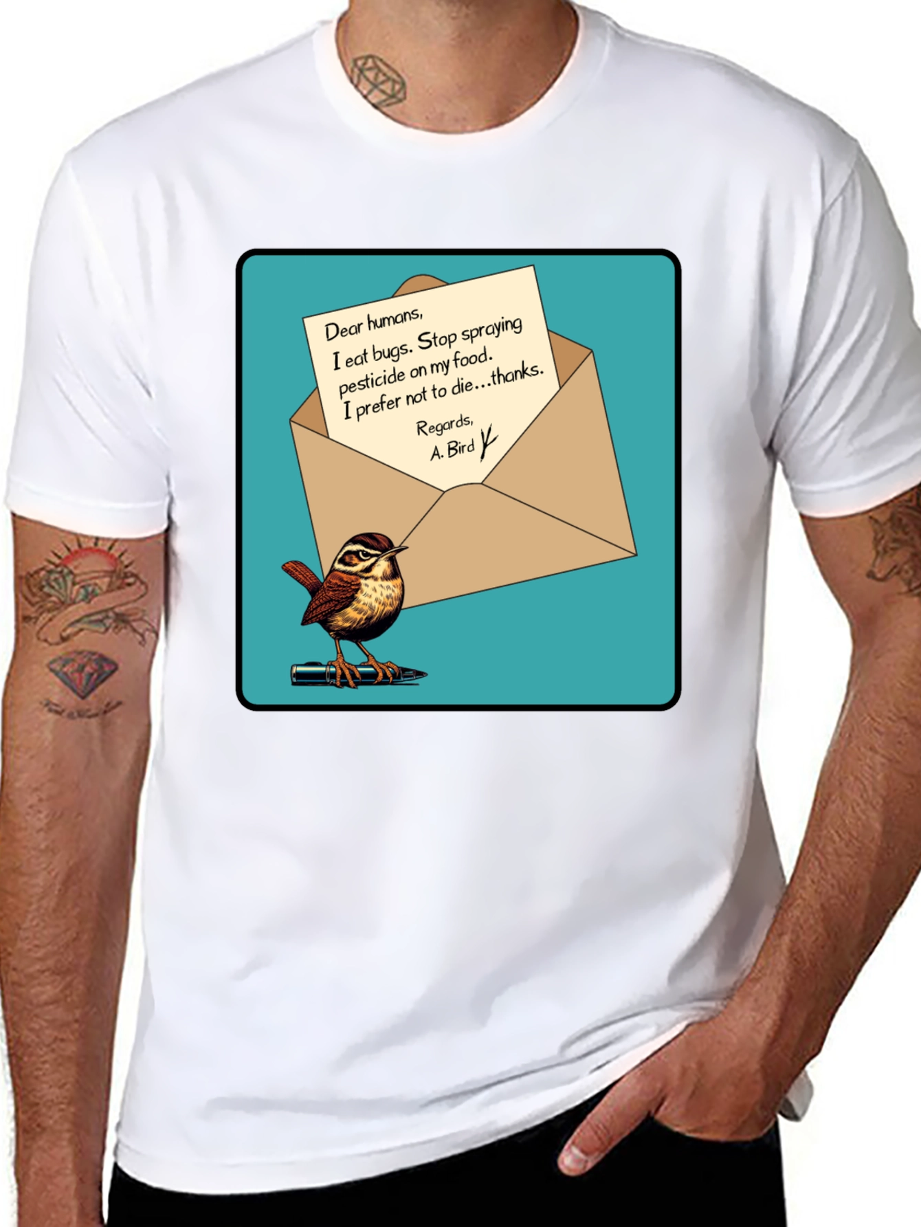 Eco-Friendly Bird T-Shirt: Pesticide Protest!