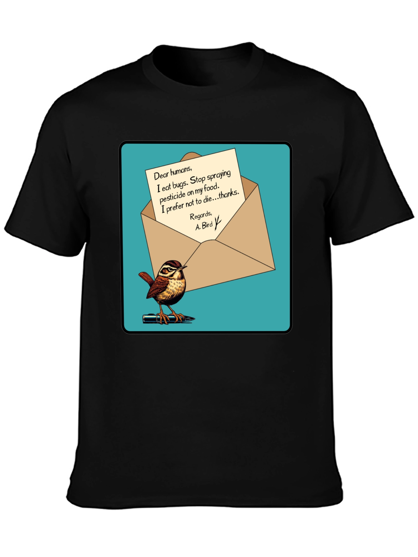 Eco-Friendly Bird T-Shirt: Pesticide Protest!