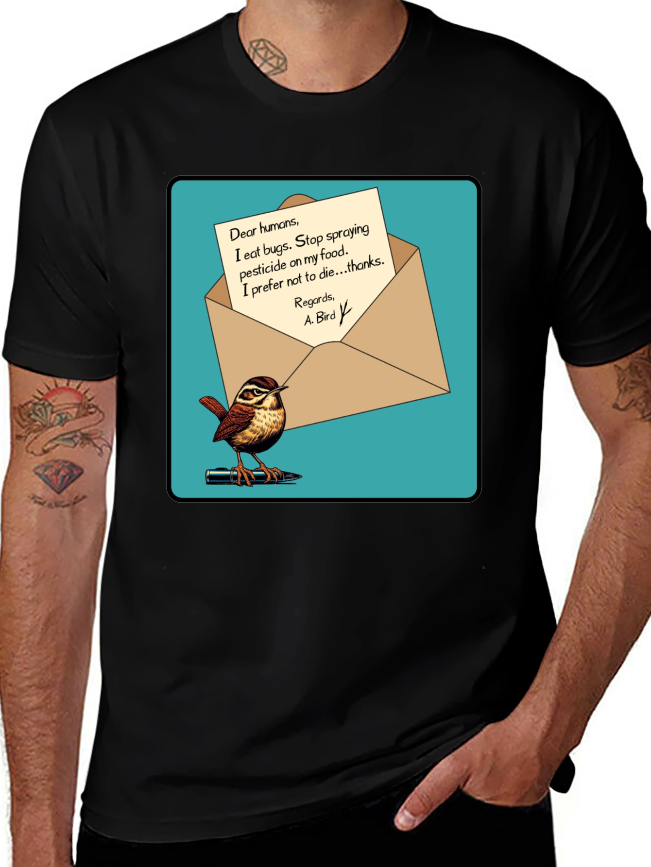 Eco-Friendly Bird T-Shirt: Pesticide Protest!