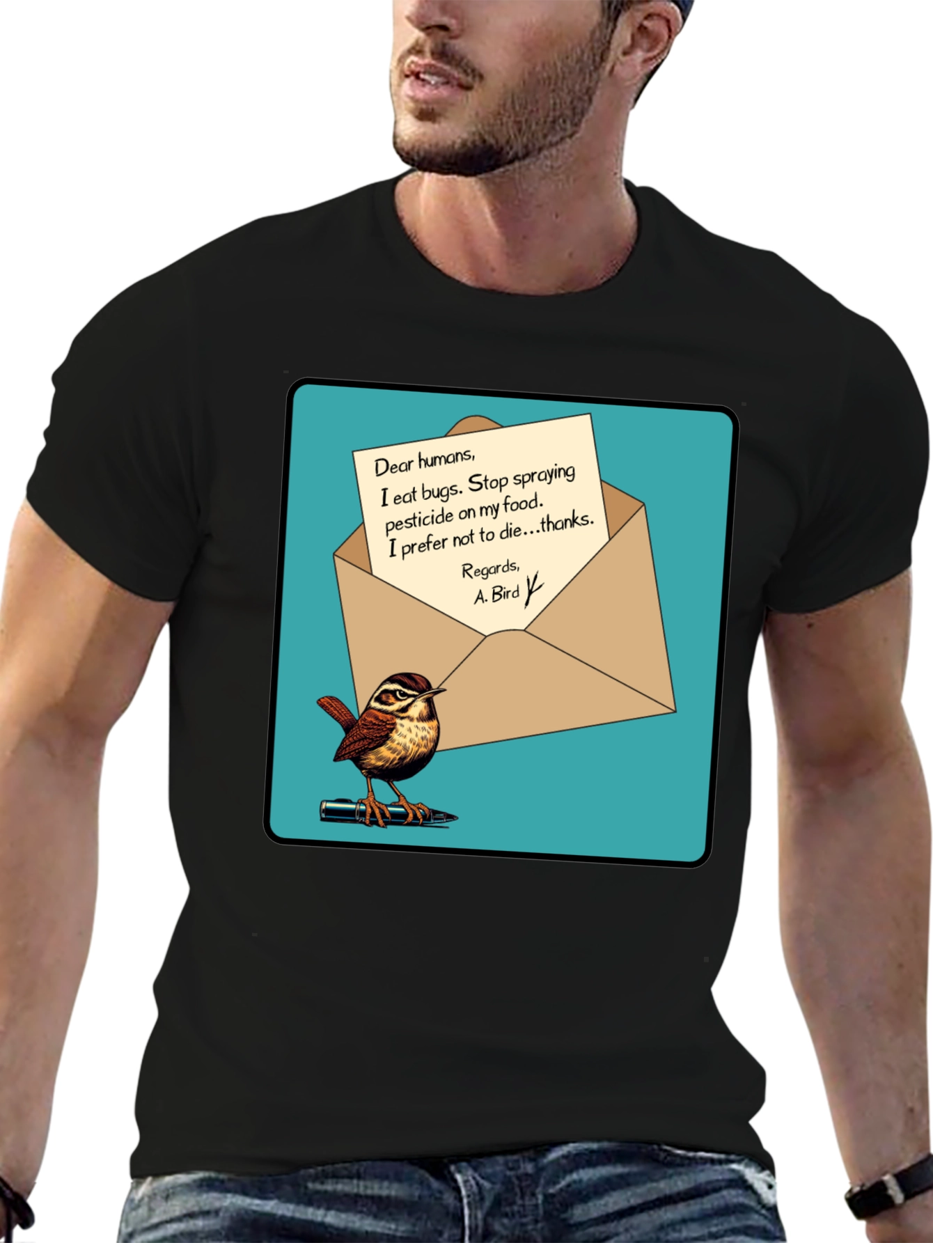 Eco-Friendly Bird T-Shirt: Pesticide Protest!